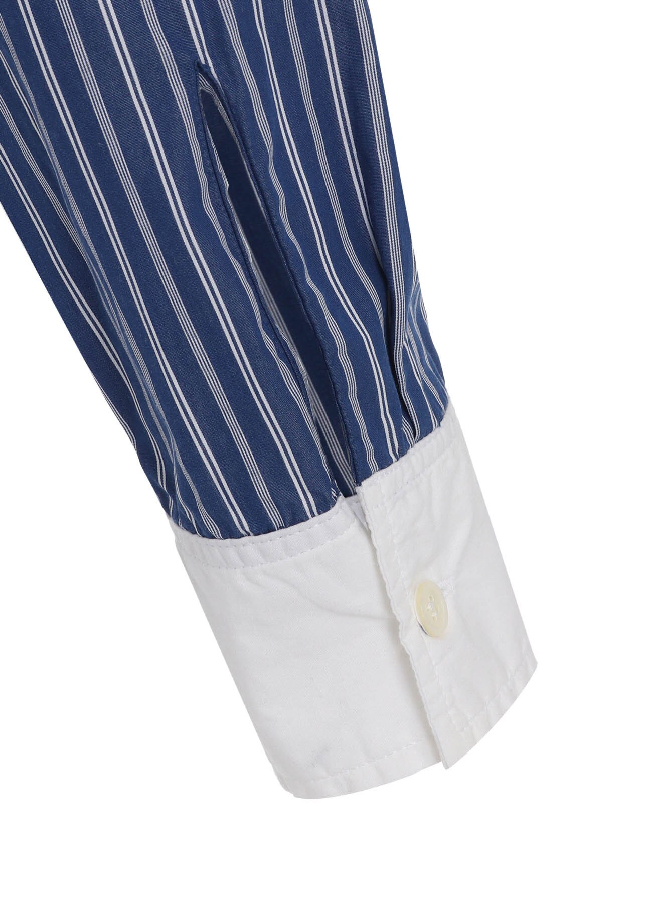 COTTON BROAD +  STRIPE  SWITCHING NON FUSIBLE SHIRTS