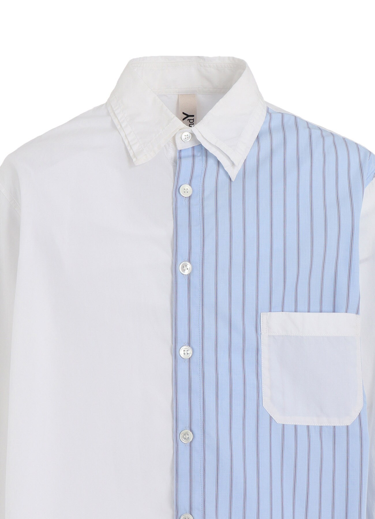 COTTON BROAD +  STRIPE  SWITCHING LONG SLEEVE SHIRTS