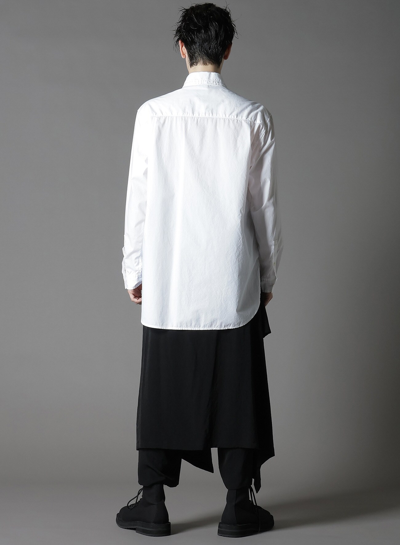 COTTON BROAD +  STRIPE  SWITCHING LONG SLEEVE SHIRTS