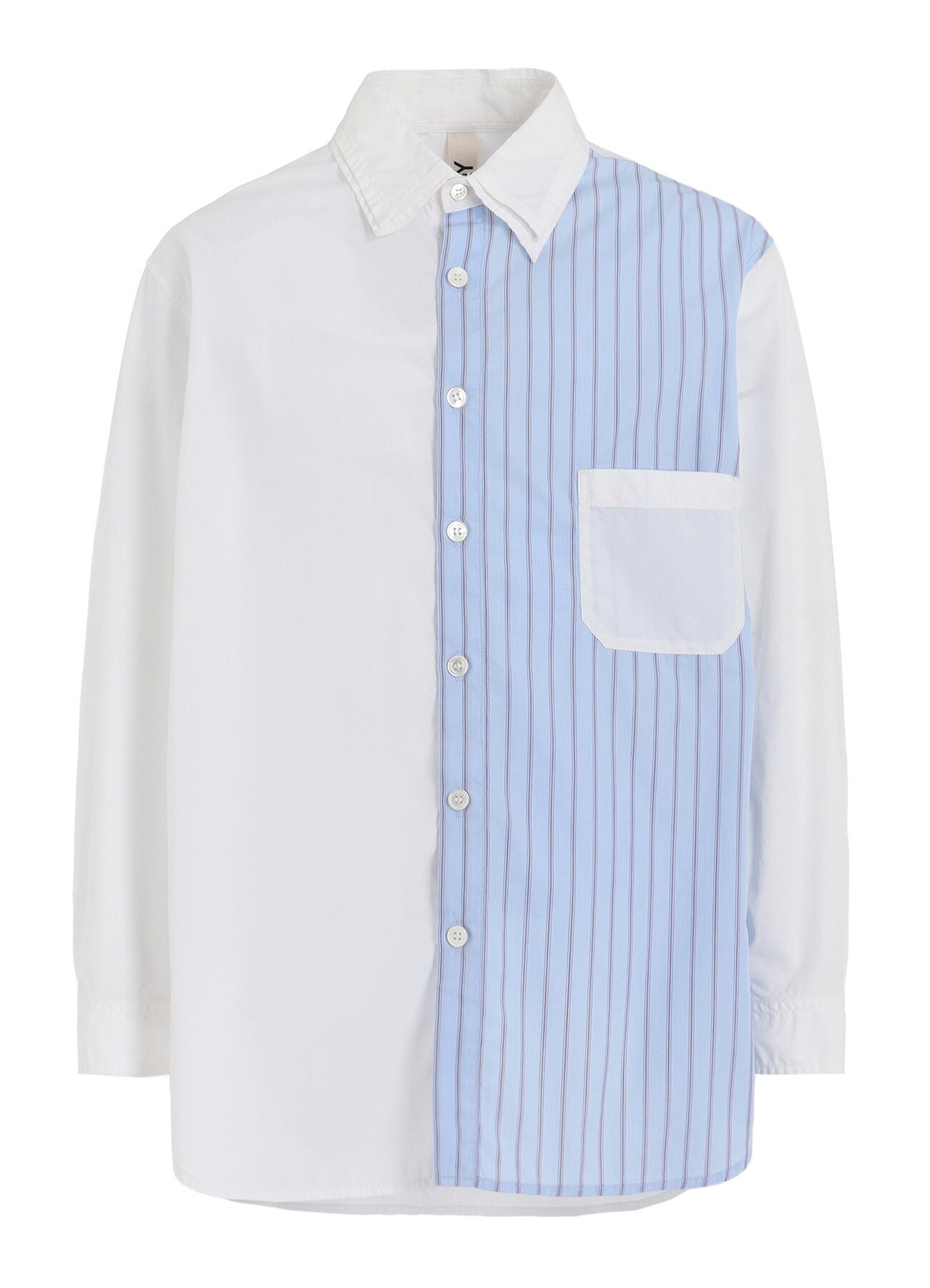 COTTON BROAD +  STRIPE  SWITCHING LONG SLEEVE SHIRTS
