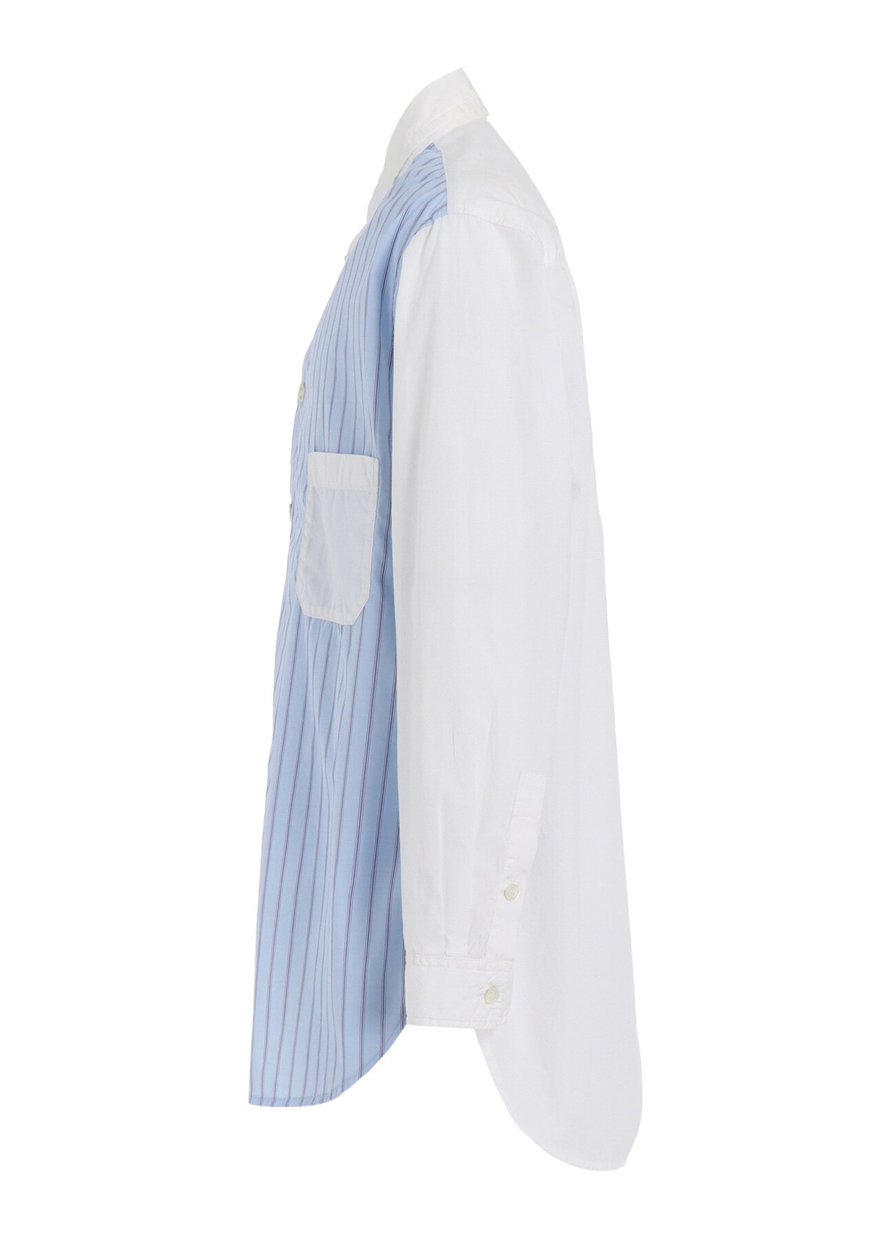 COTTON BROAD +  STRIPE  SWITCHING LONG SLEEVE SHIRTS