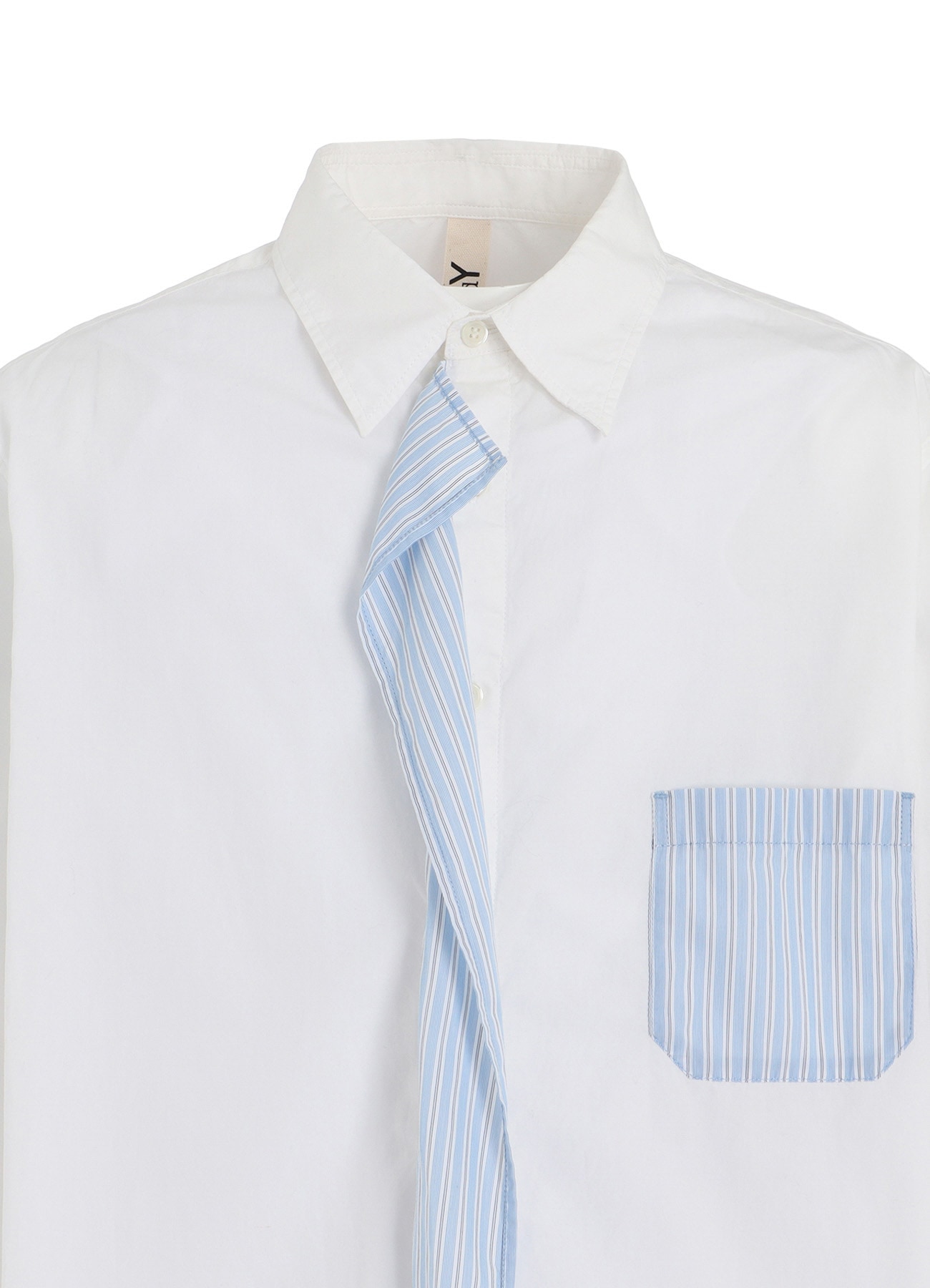 COTTON BROAD +  STRIPE  SWITCHING RUFFLE SHIRTS