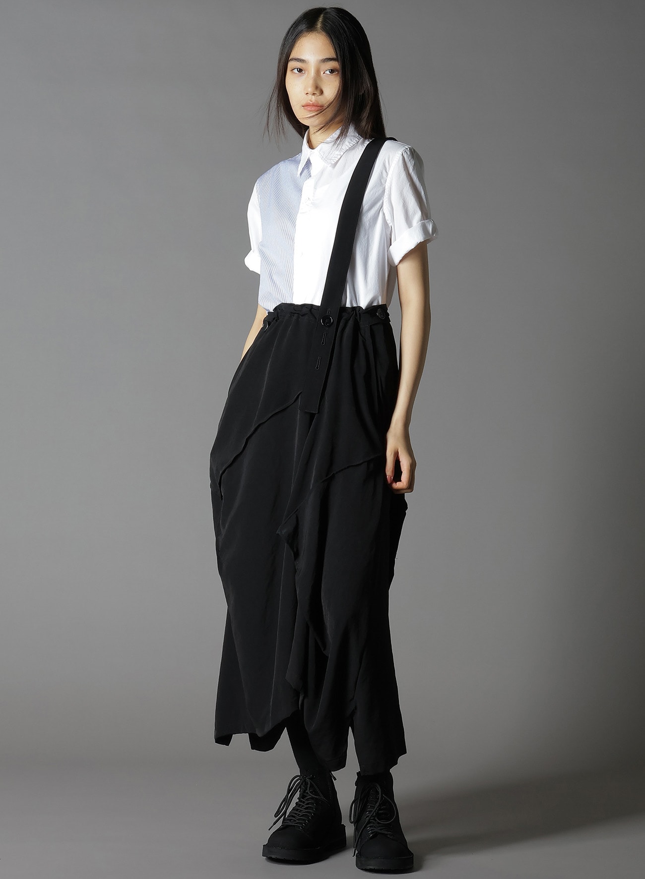 COTTON BROAD +  STRIPE  SWITCHING SHORT SLEEVE SHIRTS