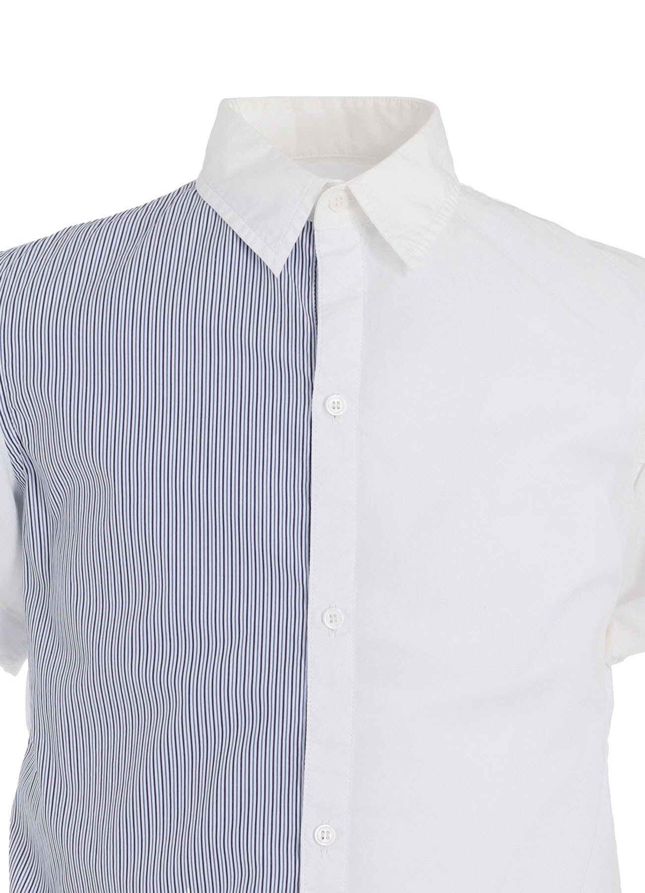 COTTON BROAD +  STRIPE  SWITCHING SHORT SLEEVE SHIRTS