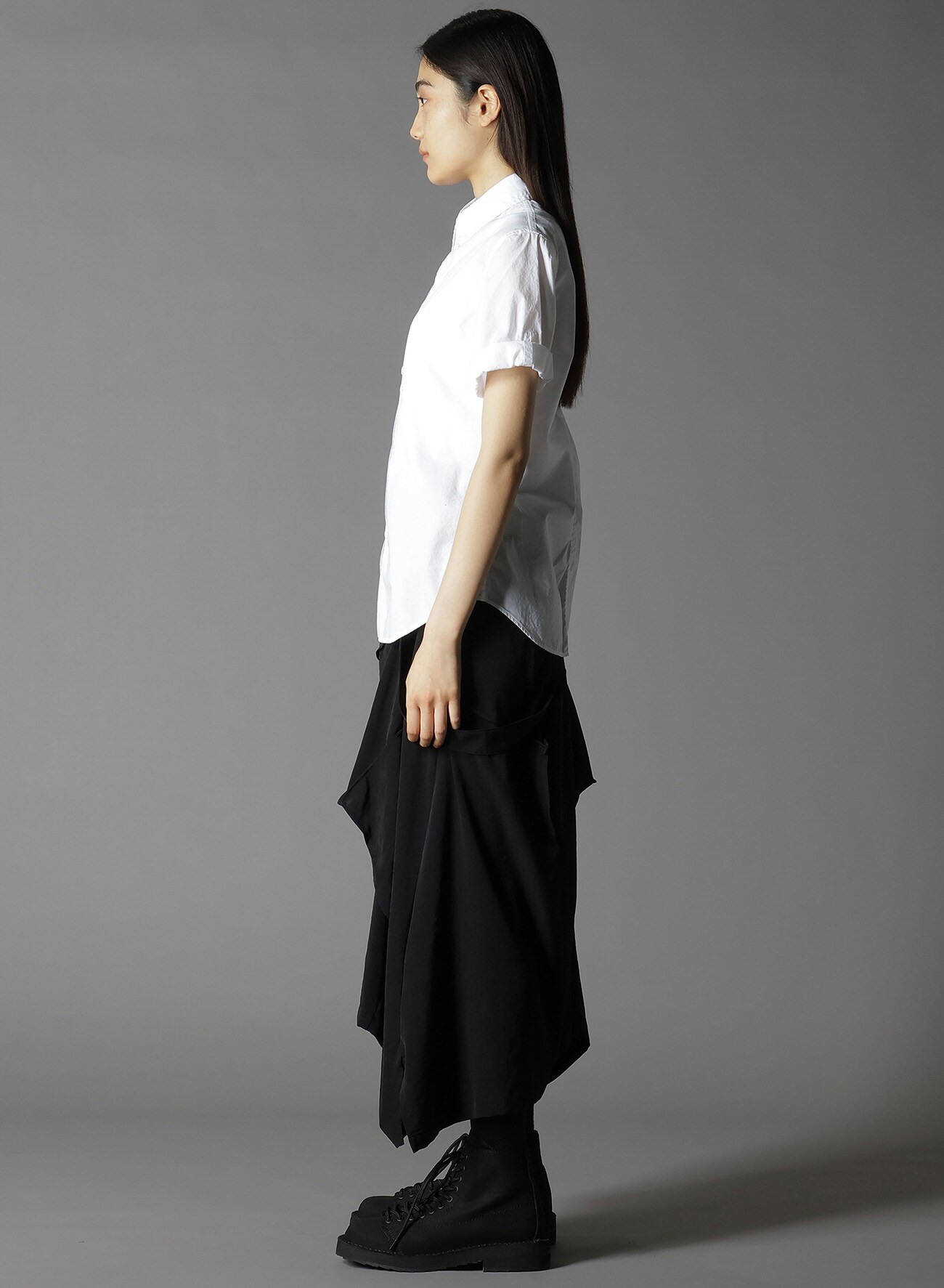 COTTON BROAD +  STRIPE  SWITCHING SHORT SLEEVE SHIRTS
