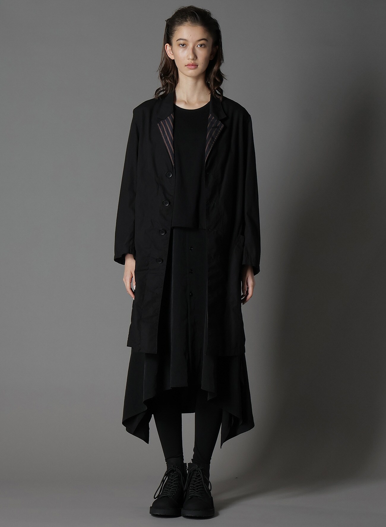 COTTON BROAD + CUPRA STRIPE STRIPE SWITCHING LONG JACKET