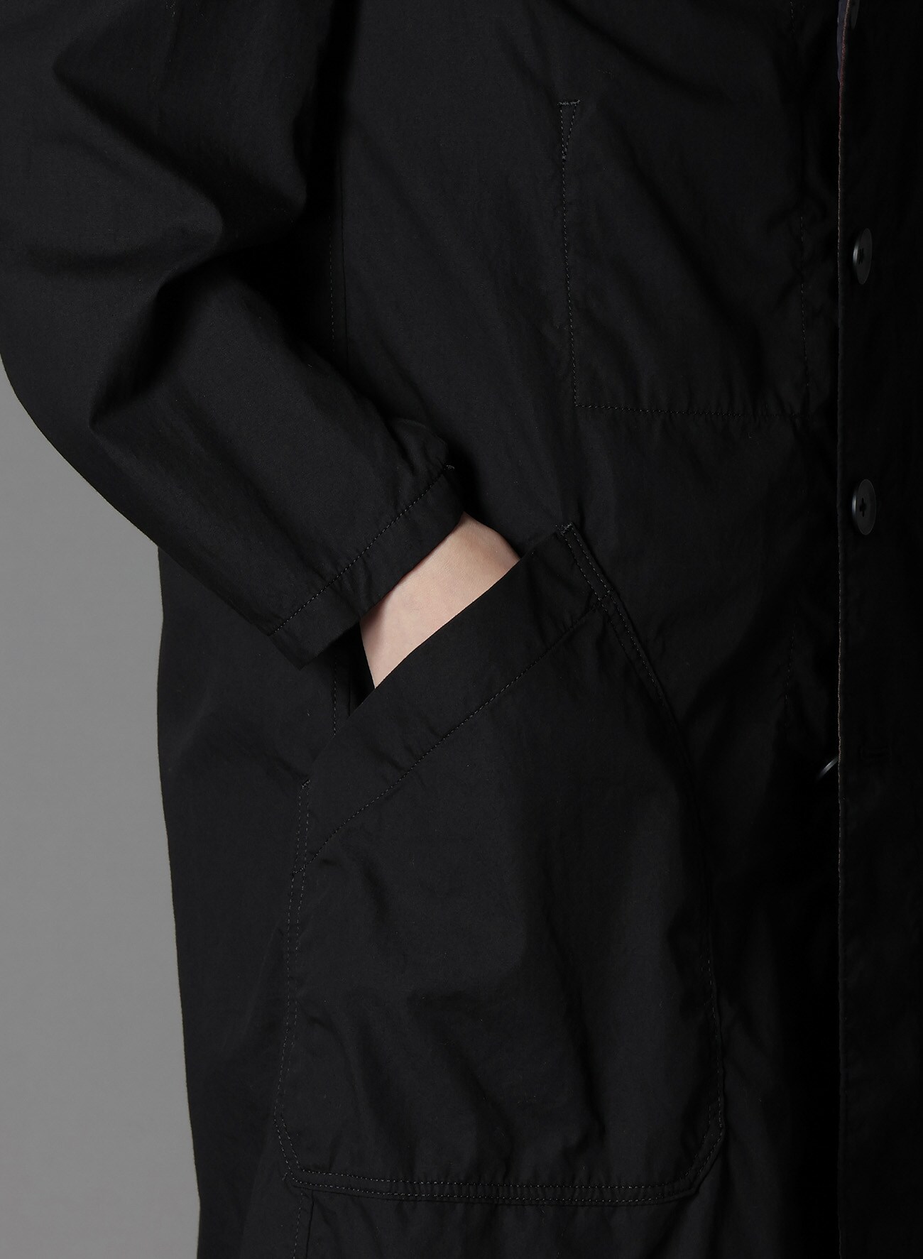 COTTON BROAD + CUPRA STRIPE STRIPE SWITCHING LONG JACKET