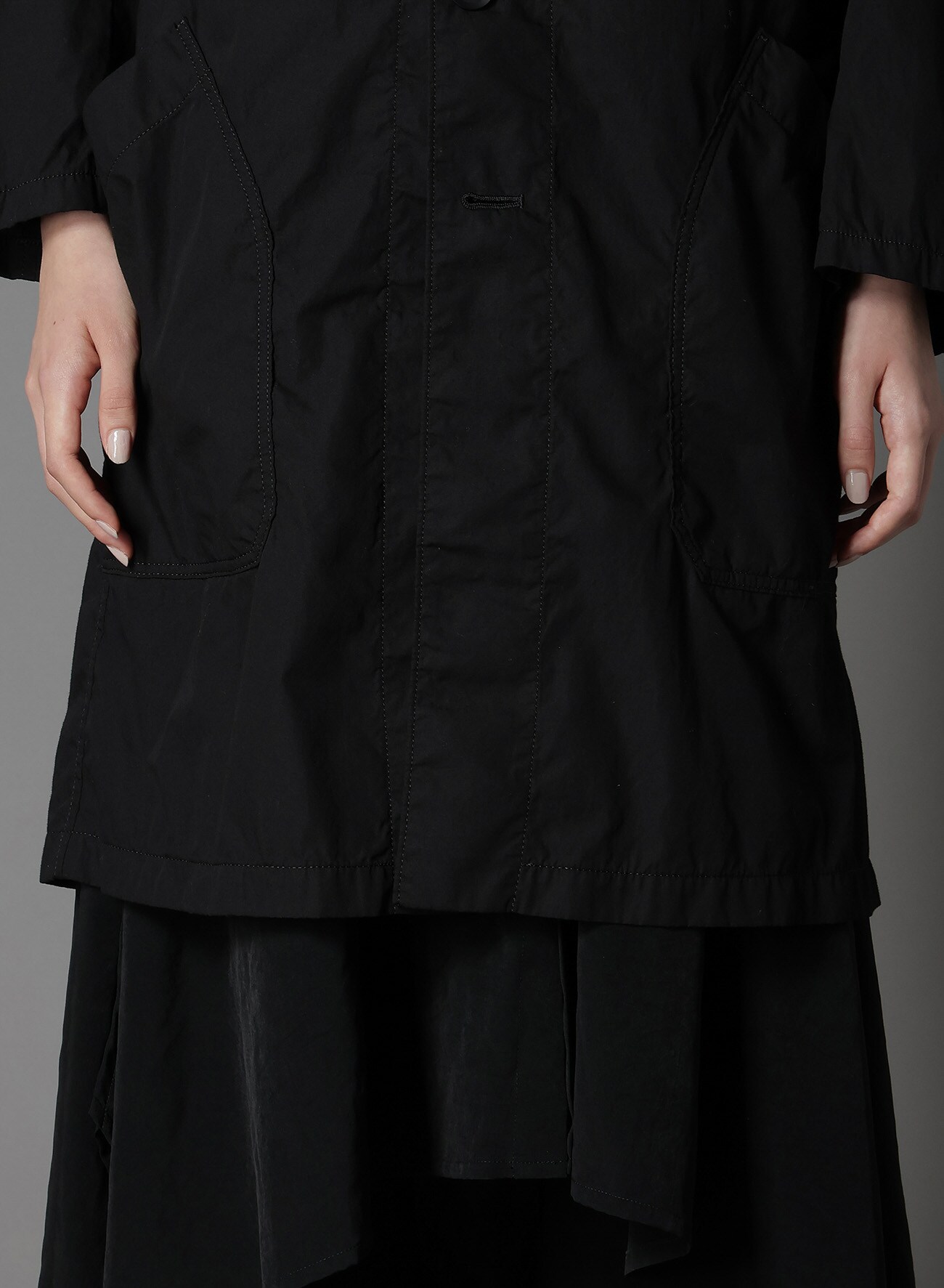 COTTON BROAD + CUPRA STRIPE STRIPE SWITCHING LONG JACKET