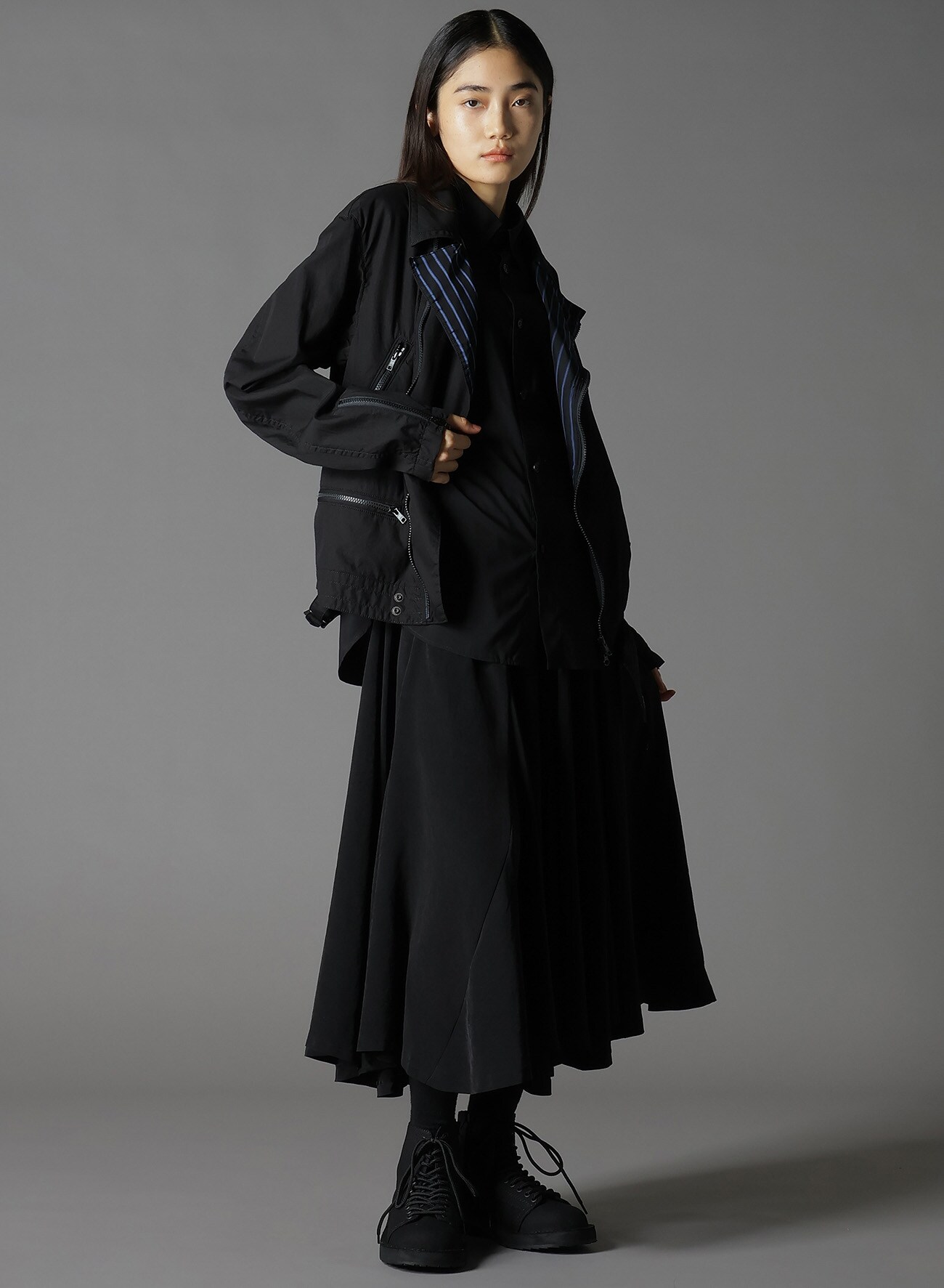 COTTON BROAD + CUPRA STRIPE STRIPE SWITCHING RIDERS JACKET