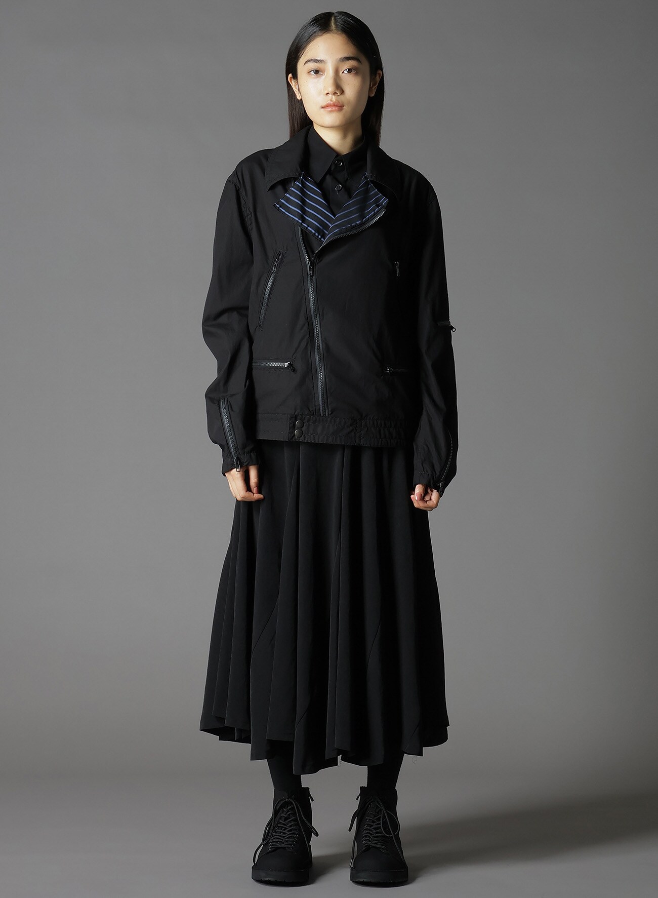 COTTON BROAD + CUPRA STRIPE STRIPE SWITCHING RIDERS JACKET