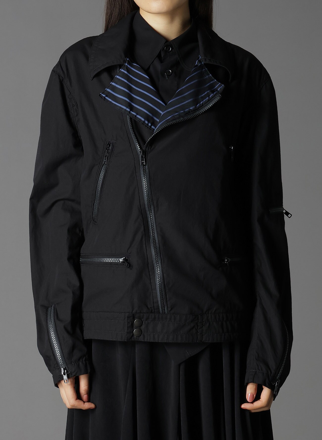 COTTON BROAD + CUPRA STRIPE STRIPE SWITCHING RIDERS JACKET