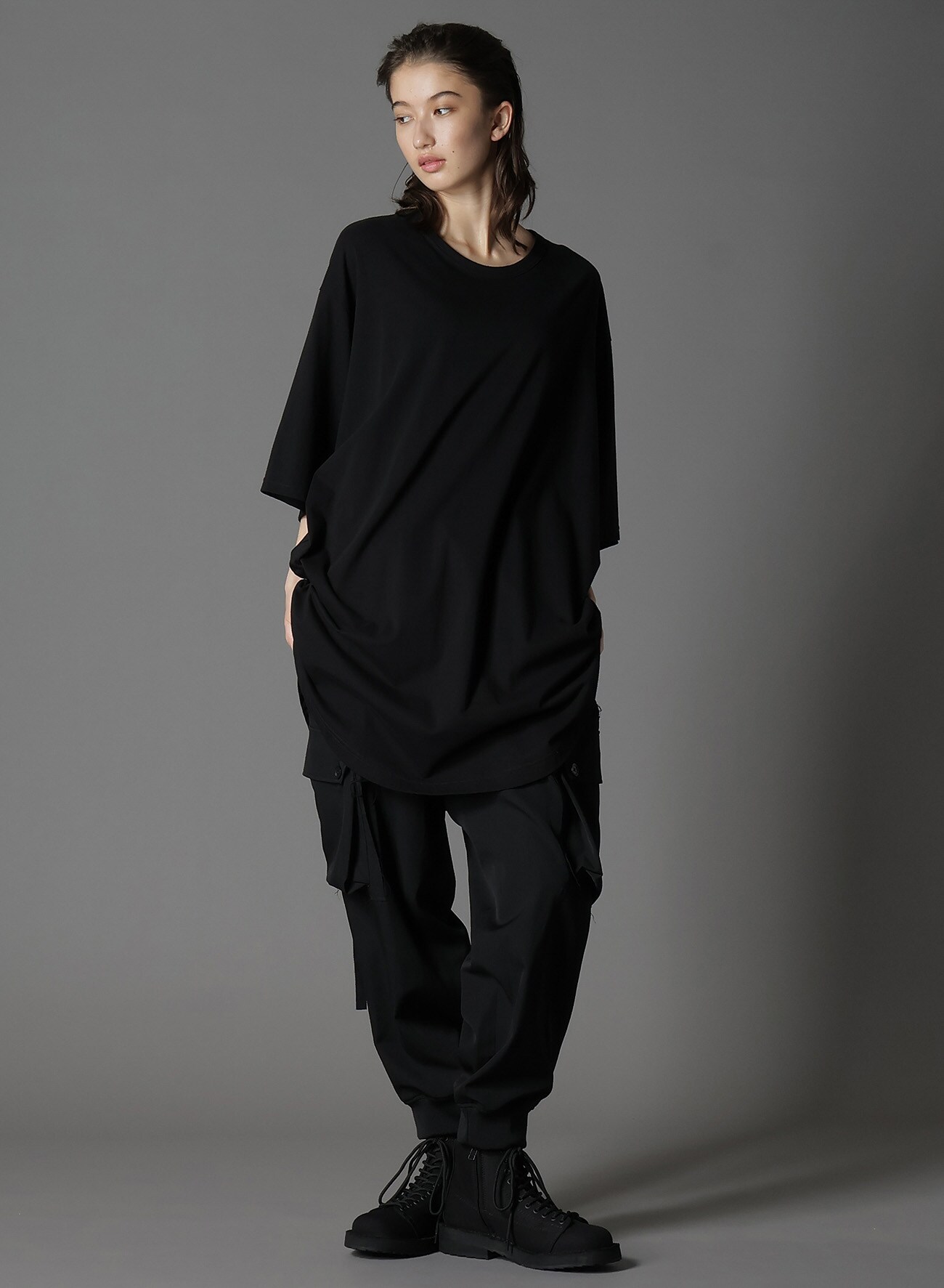 COTTON JERSEY HEM ROUND JUMBO T-SHIRT SHORT SLEEVES
