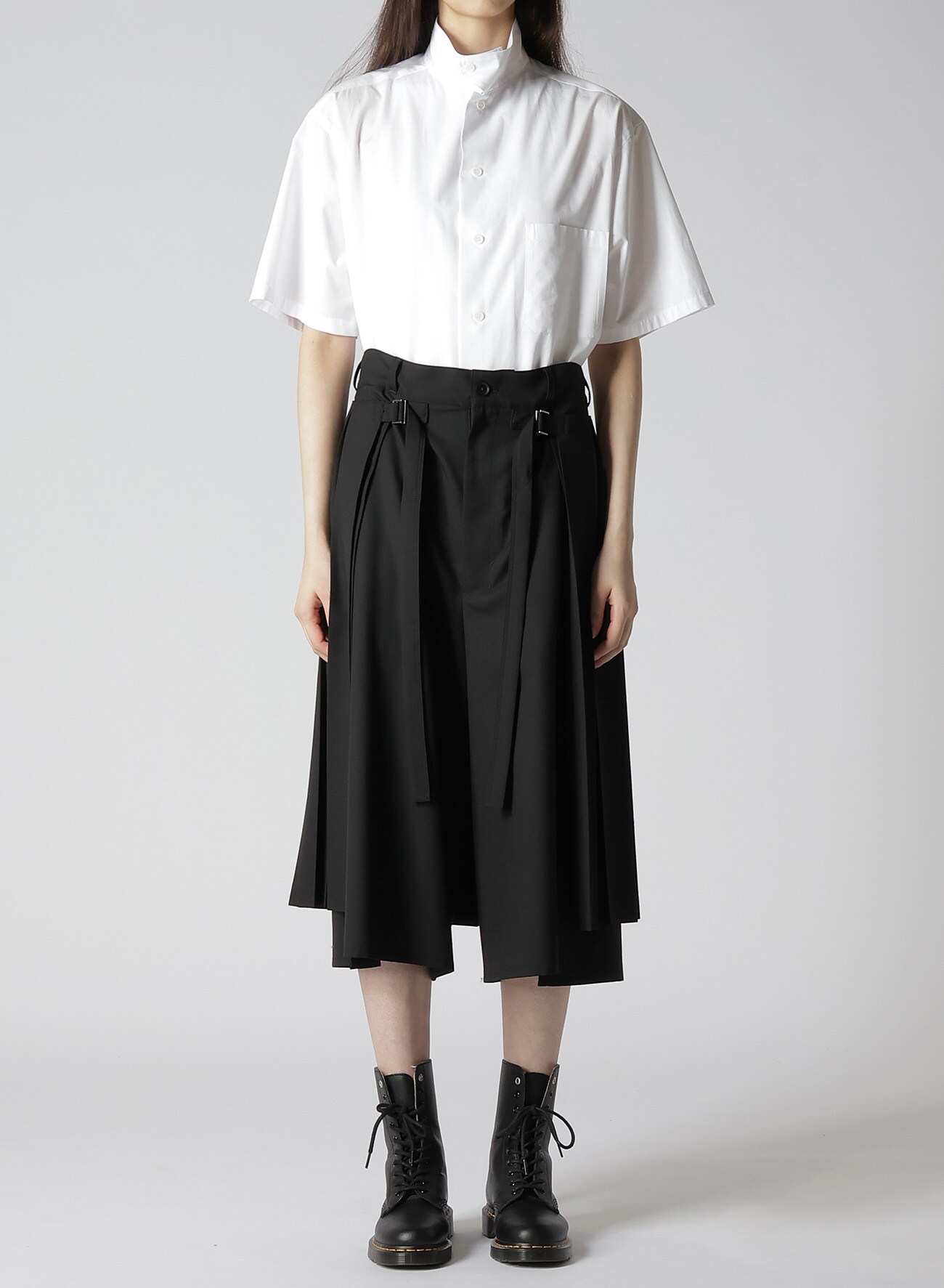 WOOL POLYESTER GABARDINE WRAPPED PANTS PLEATS VER