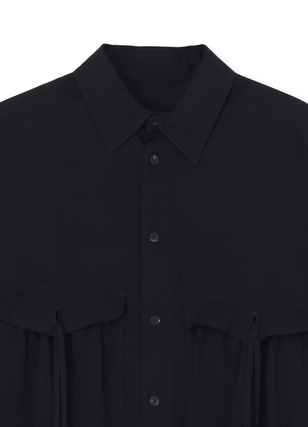RAYON WASHER TWILL SHIRT WITH GATHERED POCKETS