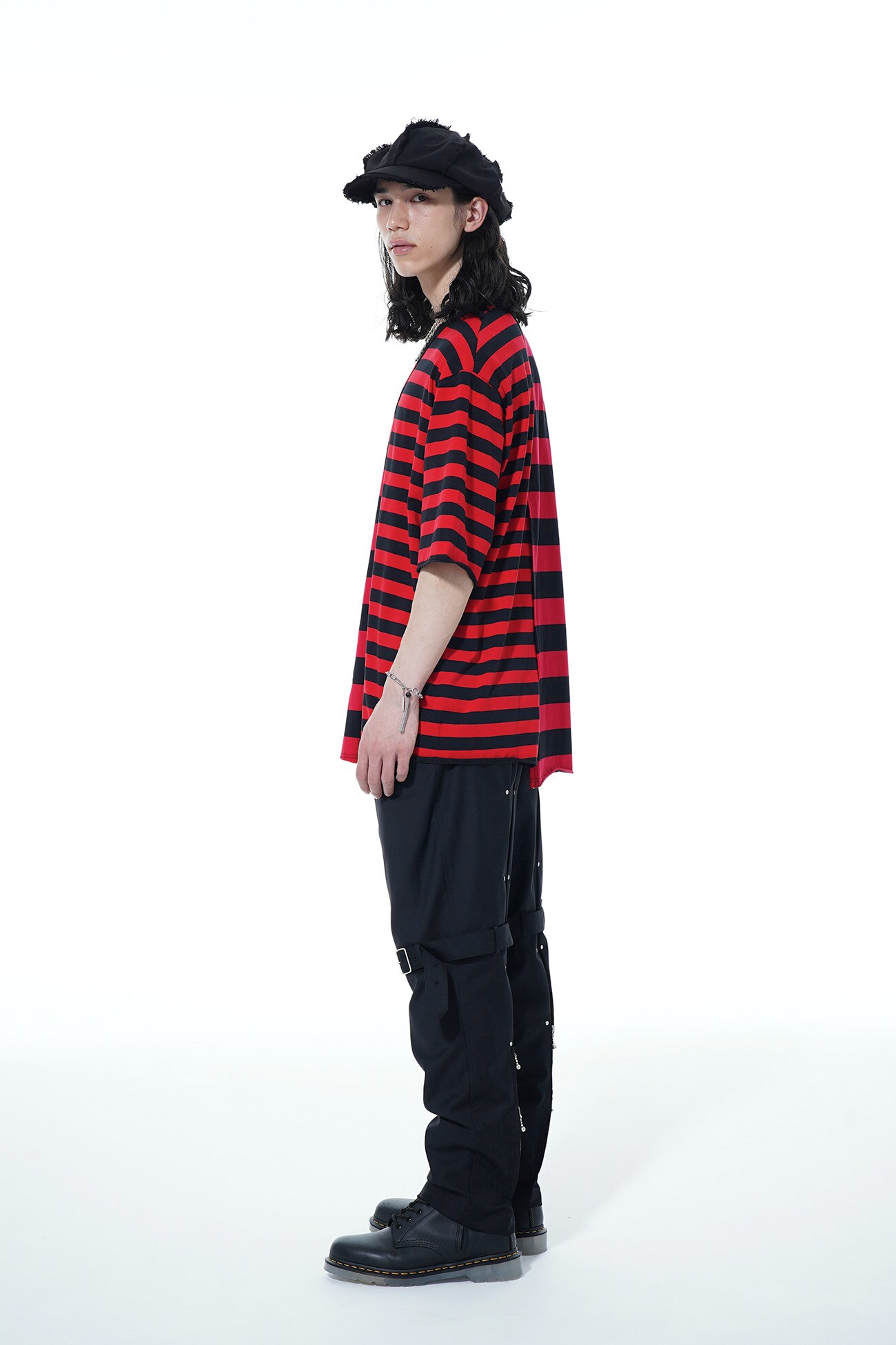 STAGGERED HORIZONTAL STRIPES ASYMMETRY T-SHIRTS