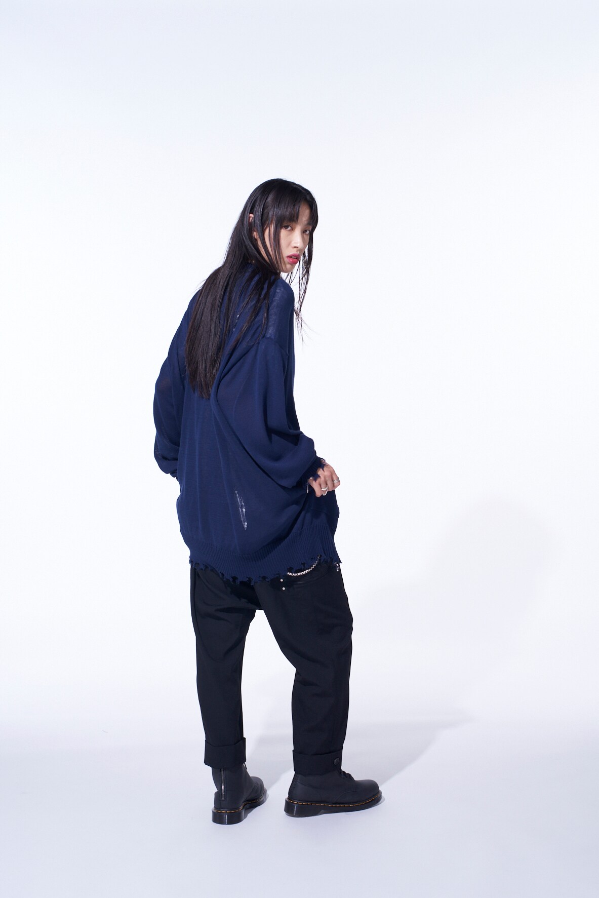 COMPACT TWIST 10G DAMAGED KNITTED CARDIGAN