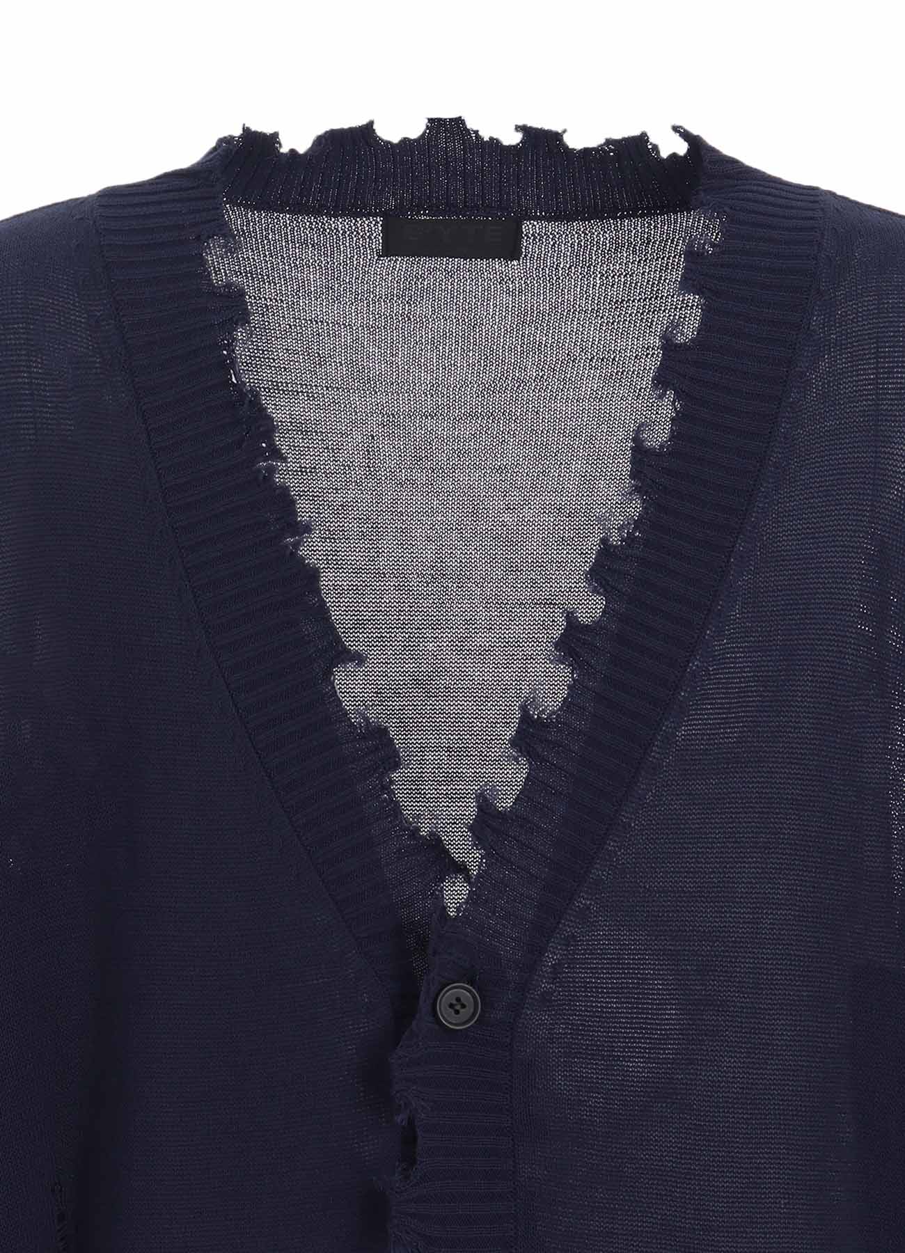 COMPACT TWIST 10G DAMAGED KNITTED CARDIGAN