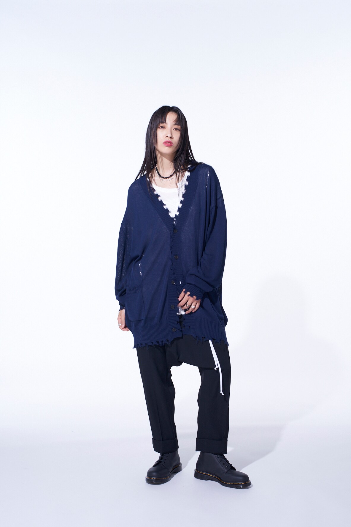 COMPACT TWIST 10G DAMAGED KNITTED CARDIGAN