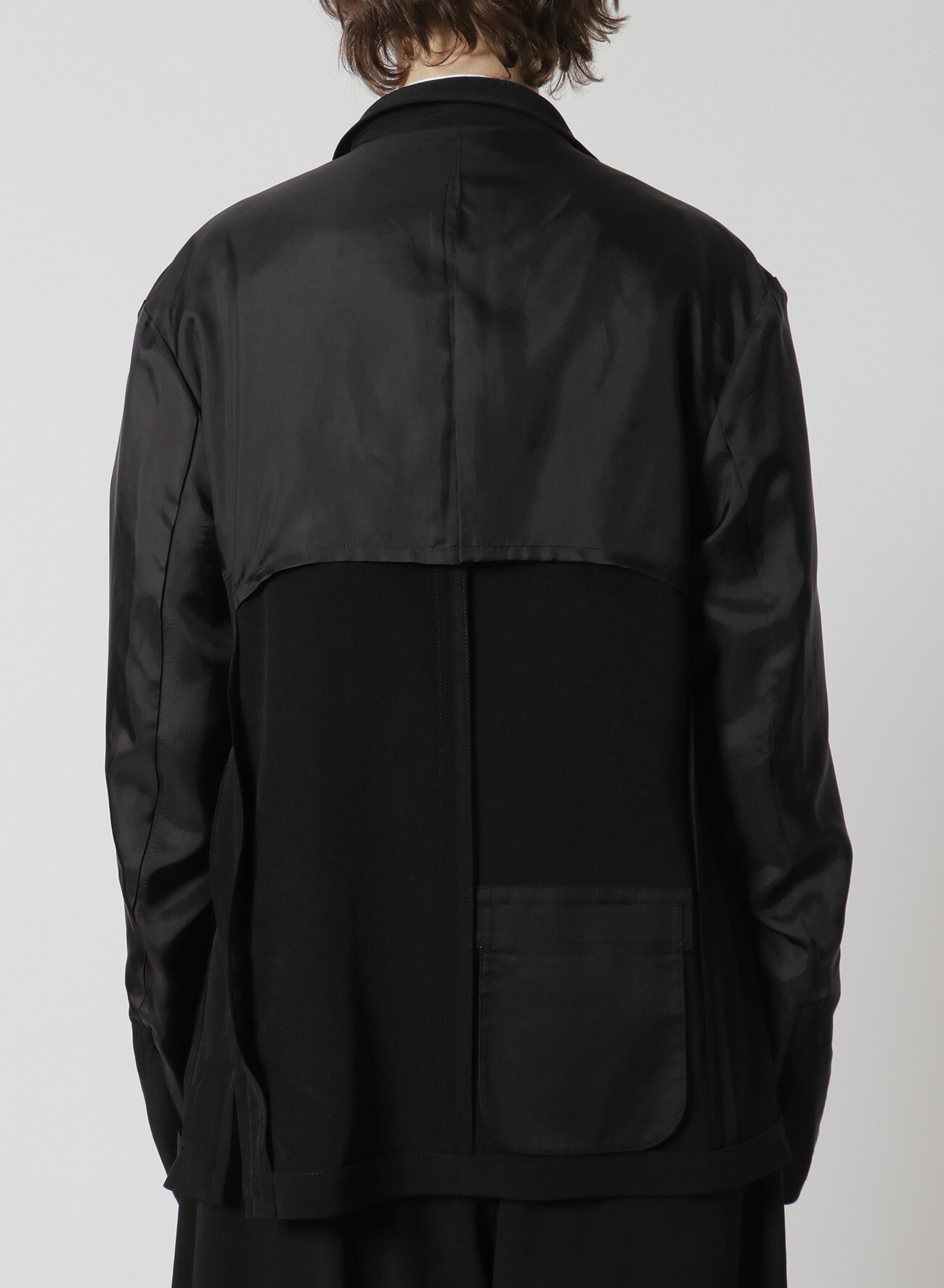 [Y's-Black Name]TRIACETATE POLYESTER CREPE de CHINE DOUBLE FRONT JACKET