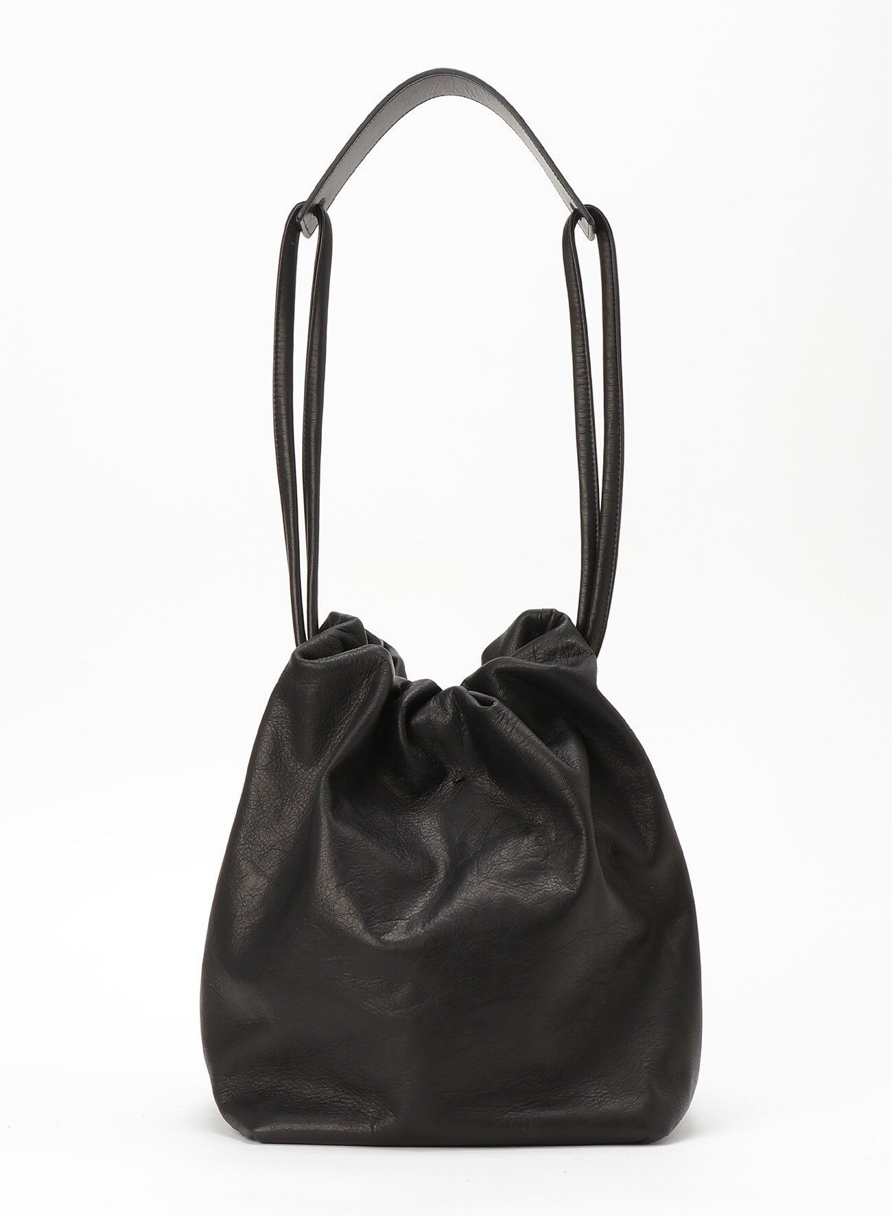 SOFT SMOOTH LEATHER SQUARE DRAWSTRING BAG