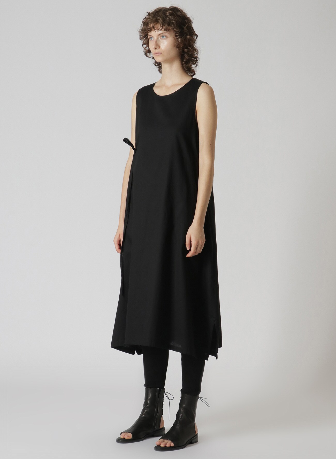 [Y's BORN PRODUCT]COTTON THIN TWILL RIGHT SIDE GATHER DRESS