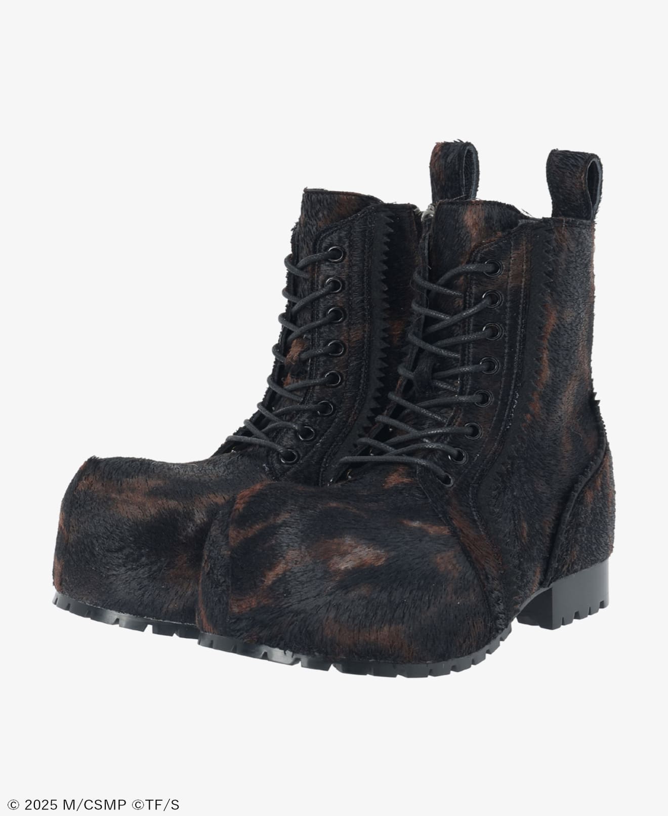 CHAINSAW HAIR CALF PLATFORM SHOES BROWN