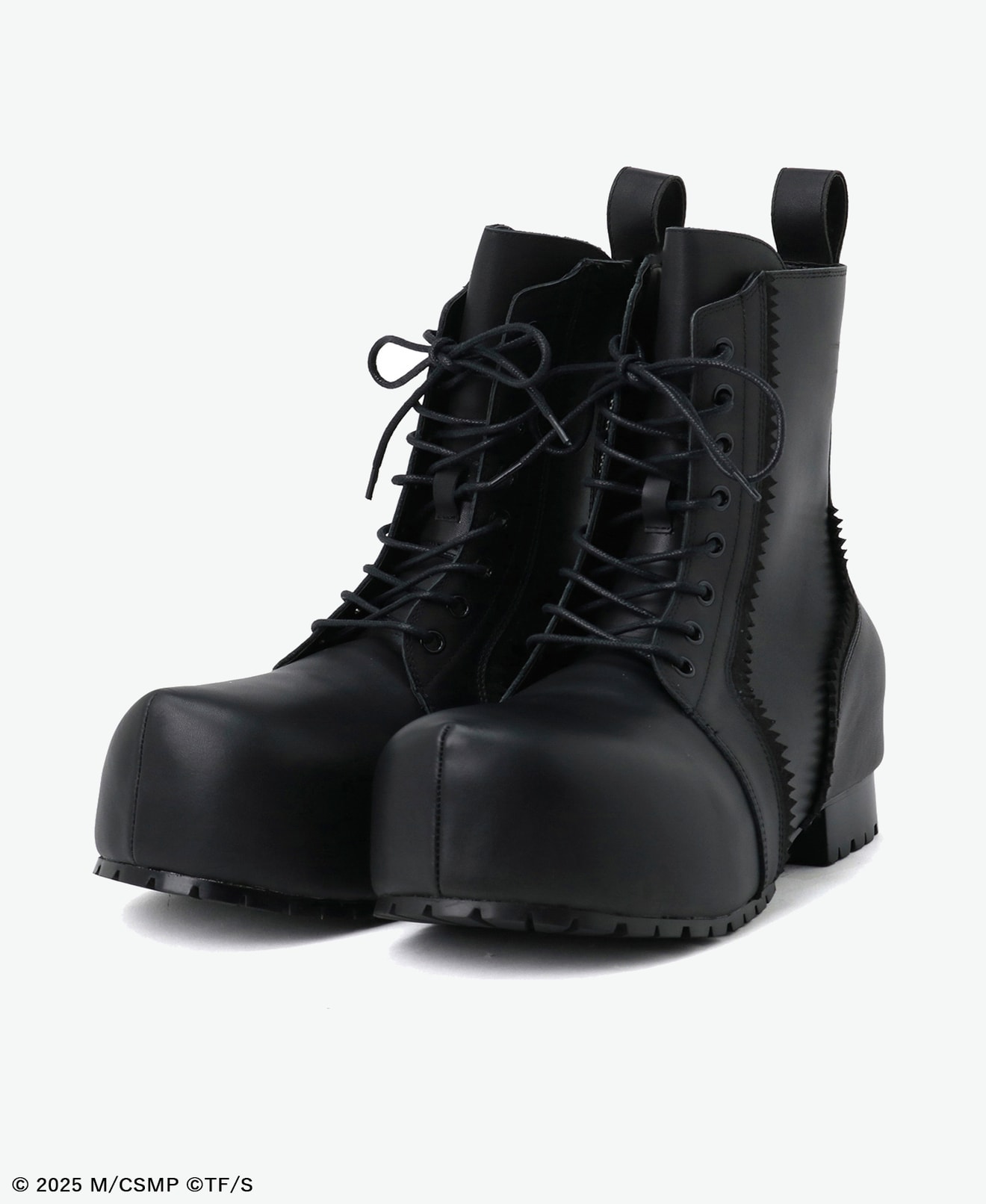 CHAINSAW LEATHER PLATFORM SHOES BLACK