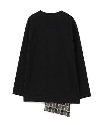 Cotton Jersey YOSHINO PLAID Layered Asymmetry Drape T-shirt