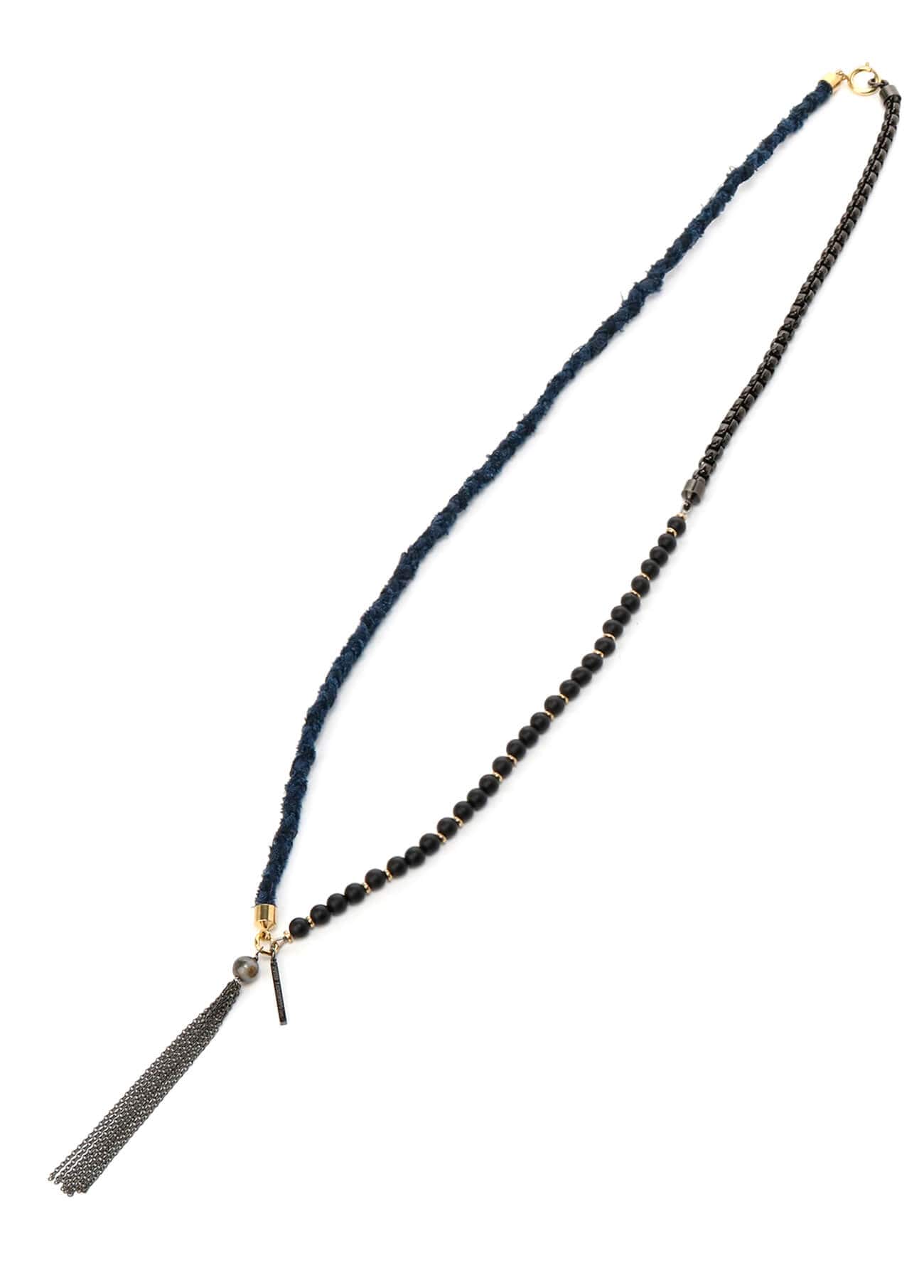 BORO One Tassel Frost Onyx Gold Brass Beads Necklace