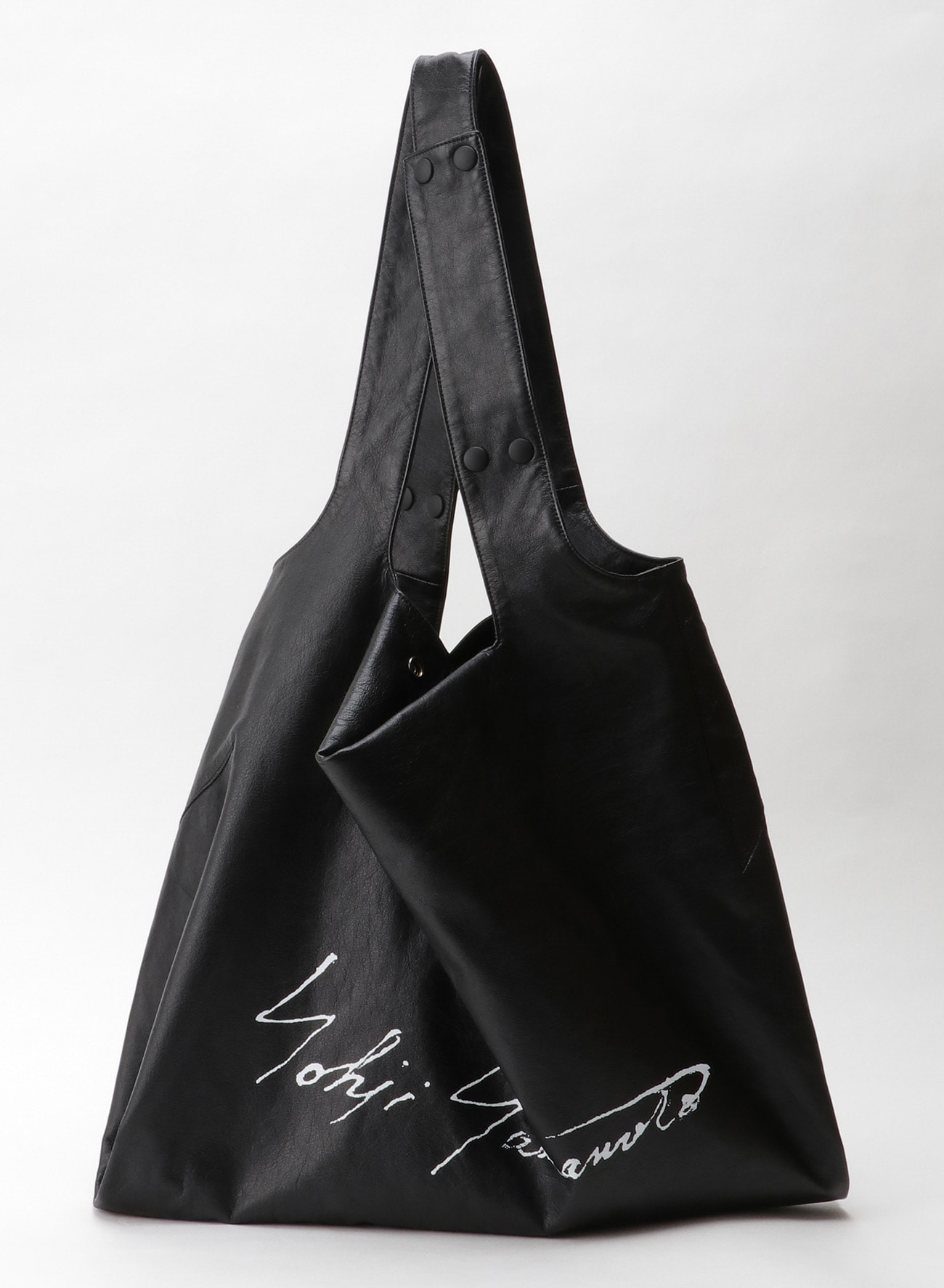 Yohji Yamamoto 青山 ロゴ レザー トートバッグ ブラック 大きい - バッグ