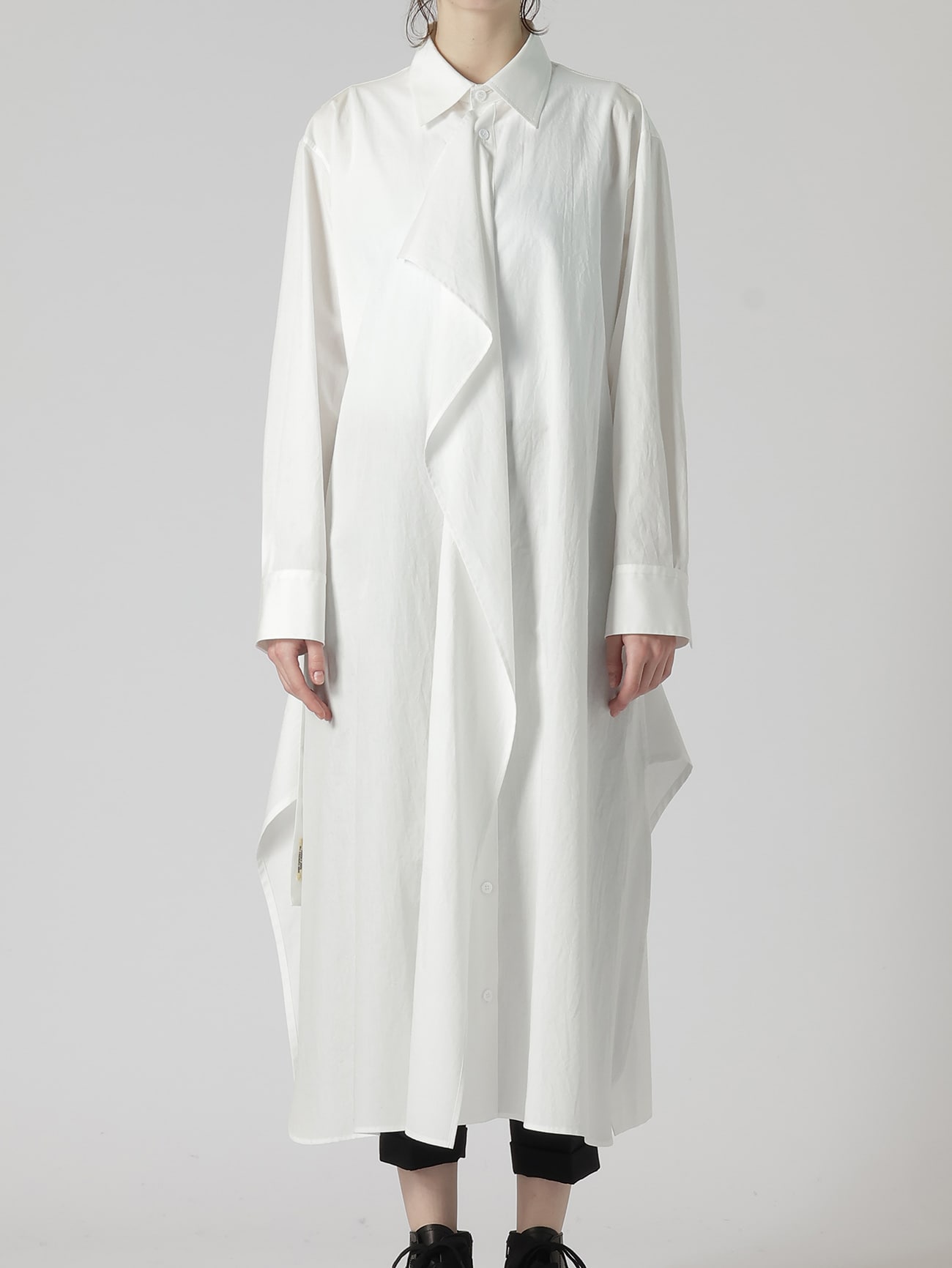 COTTON BROAD R-DRAPED SHIRT DRESS