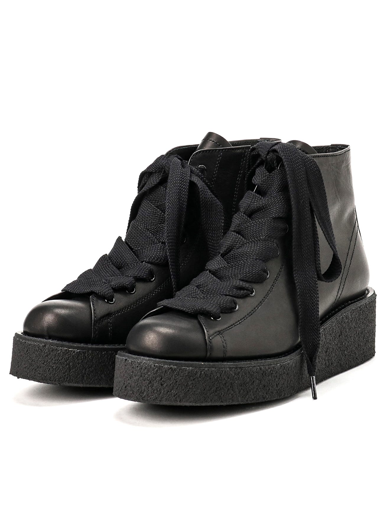 SOFT SMOOTH LEATHER LACE UP ANKLE BOOTS(23 Black): Yohji Yamamoto｜THE SHOP YOHJI  YAMAMOTO