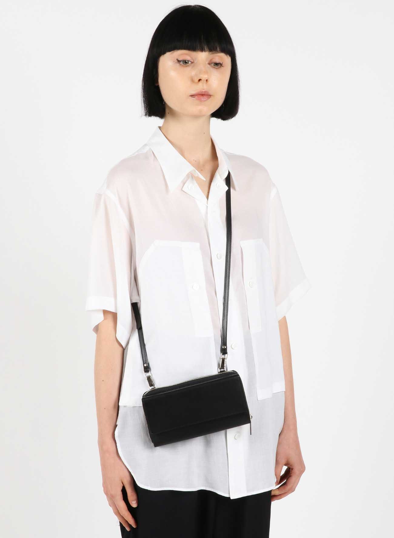 FLAT SMOOTH LEATHER SHOUDLER WALLET