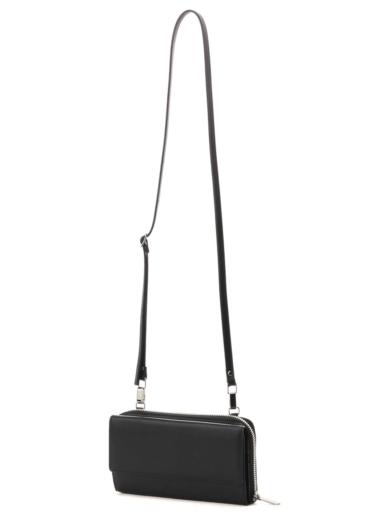 FLAT SMOOTH LEATHER SHOUDLER WALLET