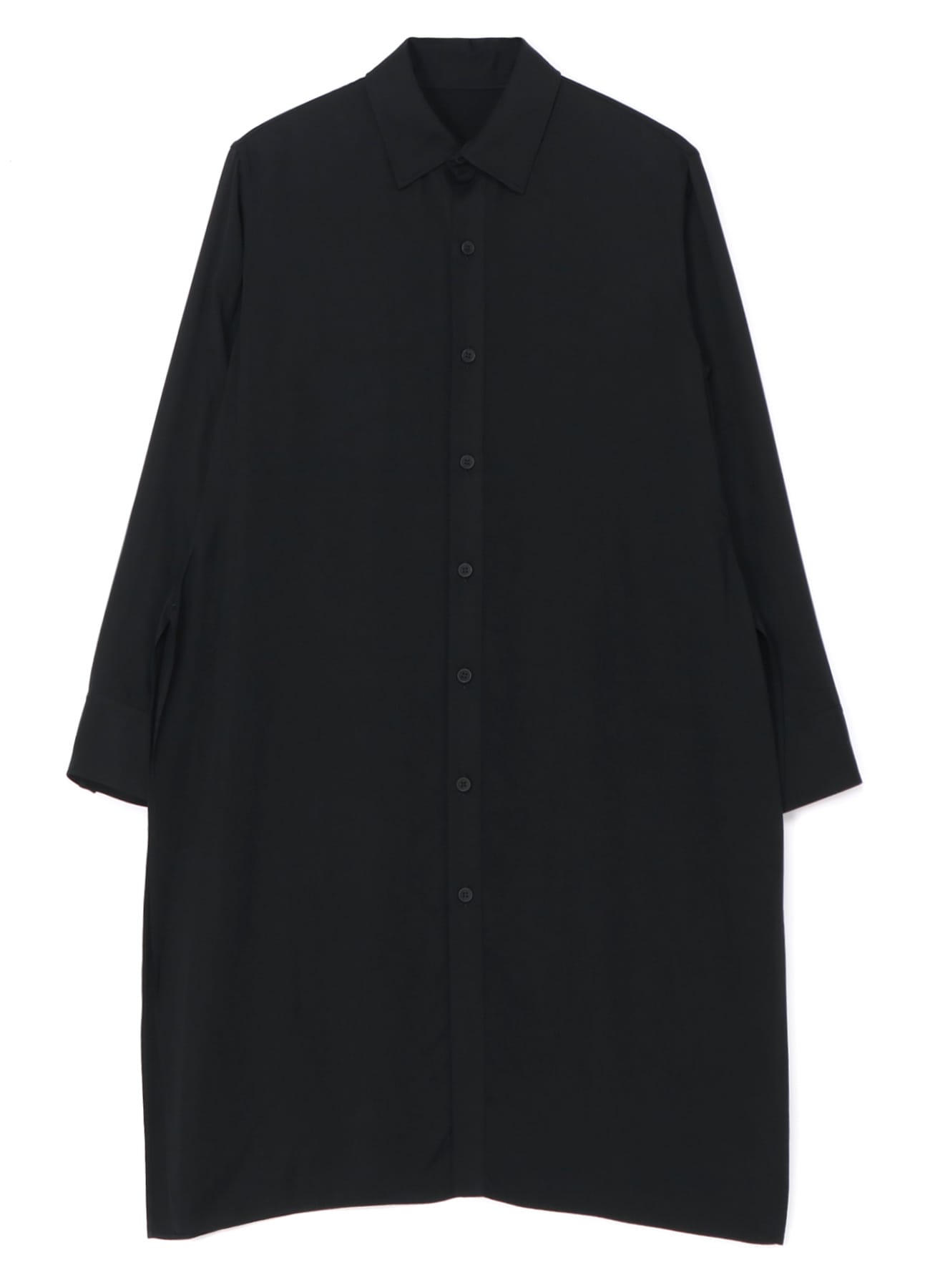 RAYON SATIN LONG SHIRT WITH SIDE SLITS(XS Black): Vintage 1.1｜THE 
