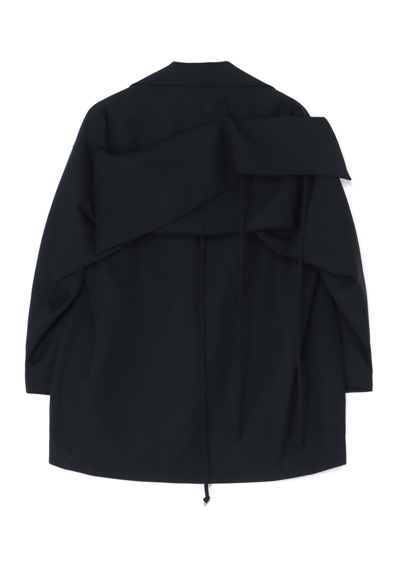 WOOL GABARDINE NOTCHED LAPEL OVERSIZED COAT(XS Black): Yohji