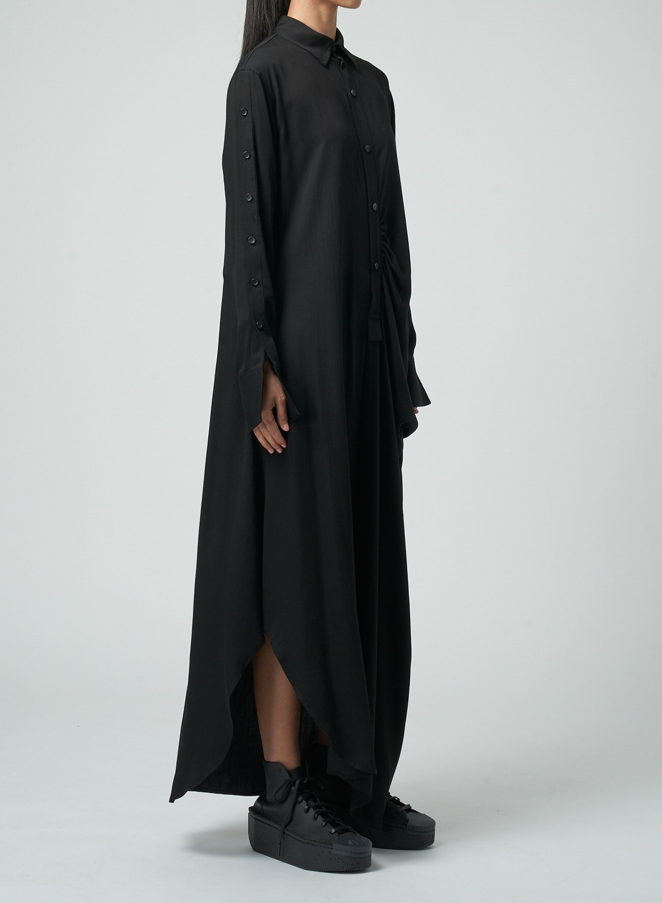 BACK DRAPE SHIRT DRESS(XS Black): Yohji Yamamoto｜THE SHOP YOHJI