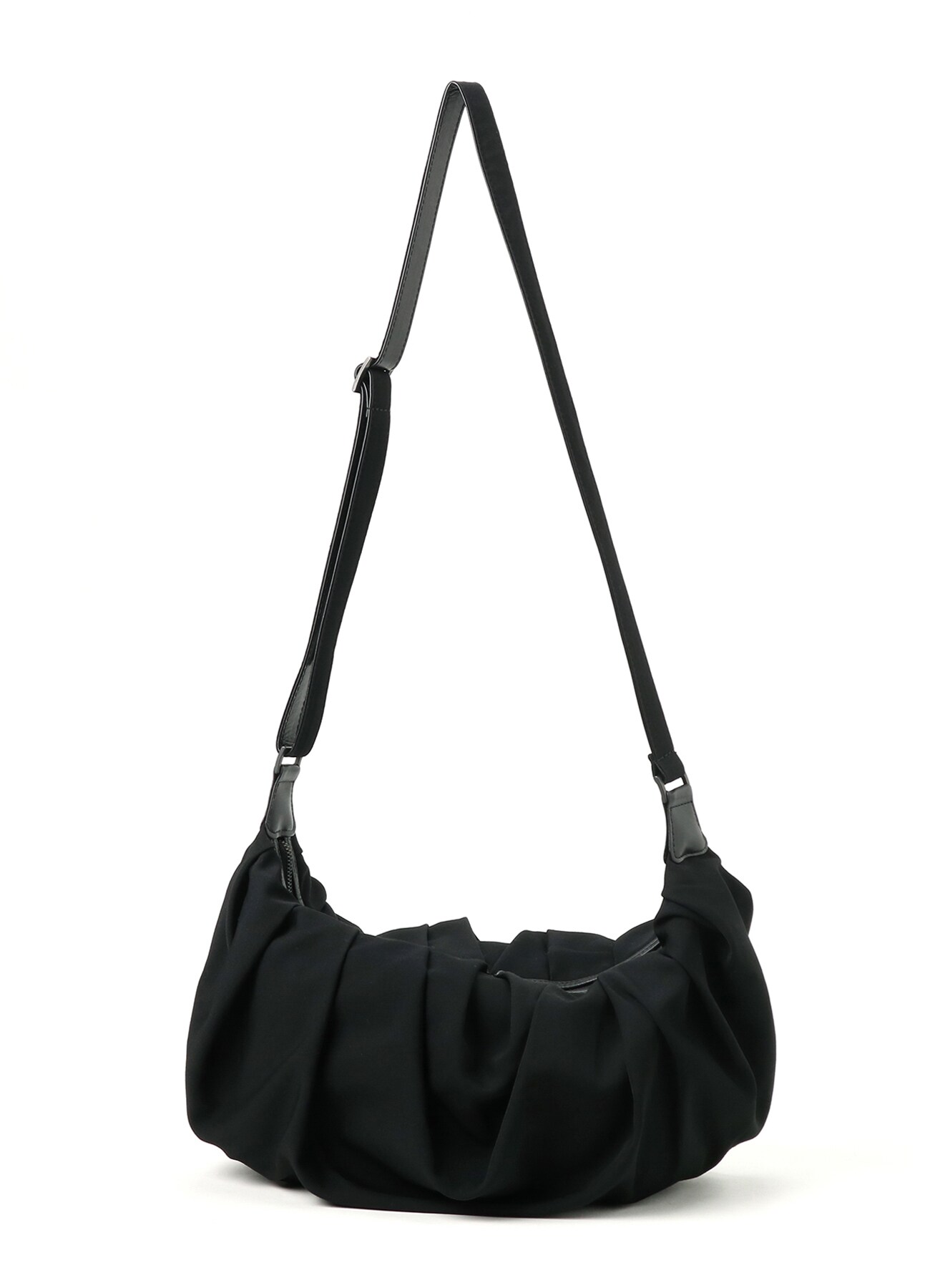 WOOL GABARDINE PLEATED SHOULDER BAG