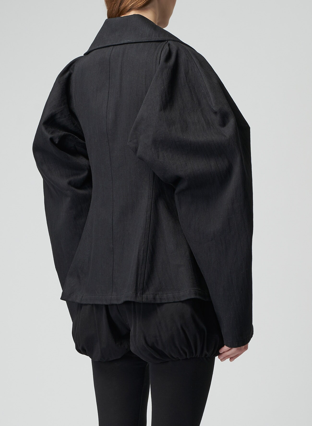 3-BUTTON DENIM JACKET WITH VOLUMINOUS SLEEVES(XS Black): Yohji