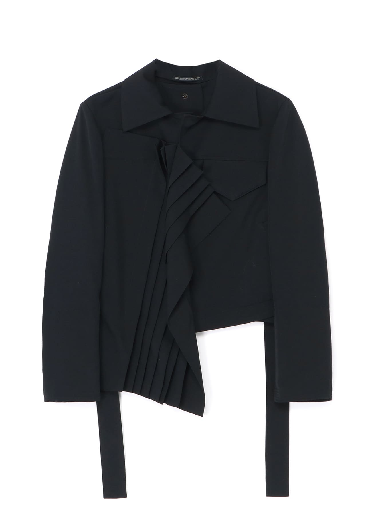 WOOL GABARDINE JACKET WITH RIGHT PLEATED DETAIL