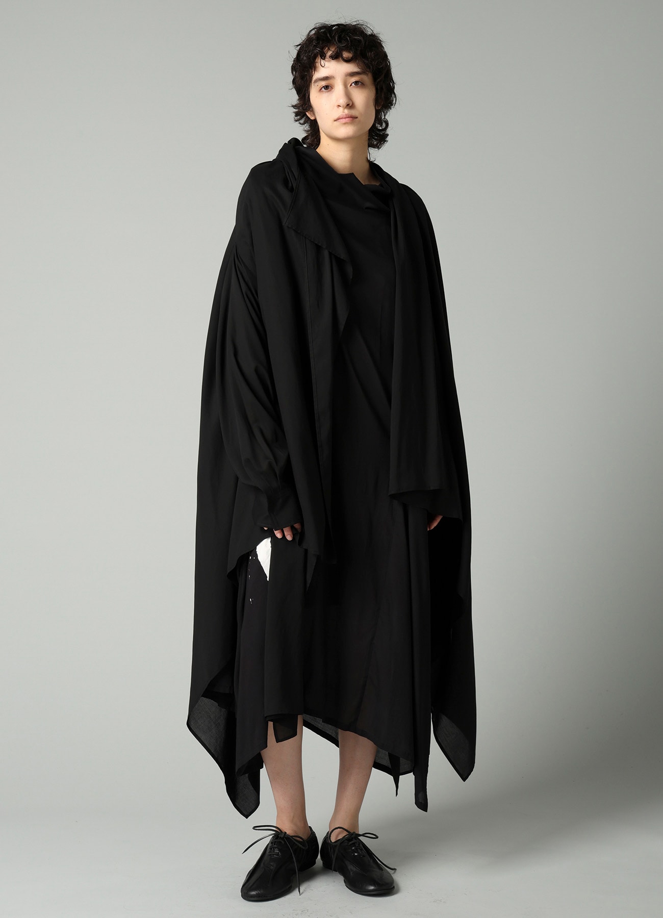 CELLULOSE LAWN ASYMMETRIC DRAPED BLOUSE