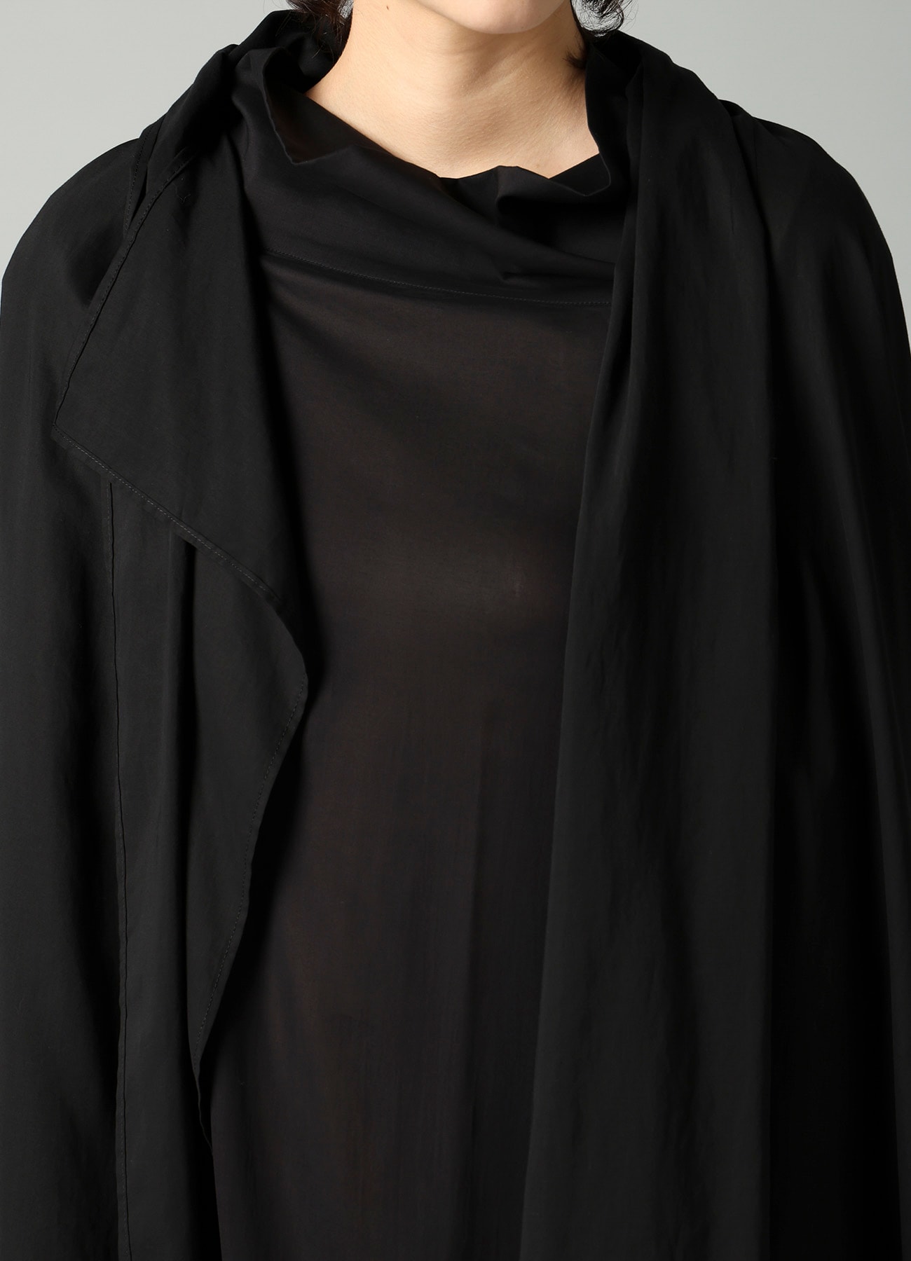 CELLULOSE LAWN ASYMMETRIC DRAPED BLOUSE