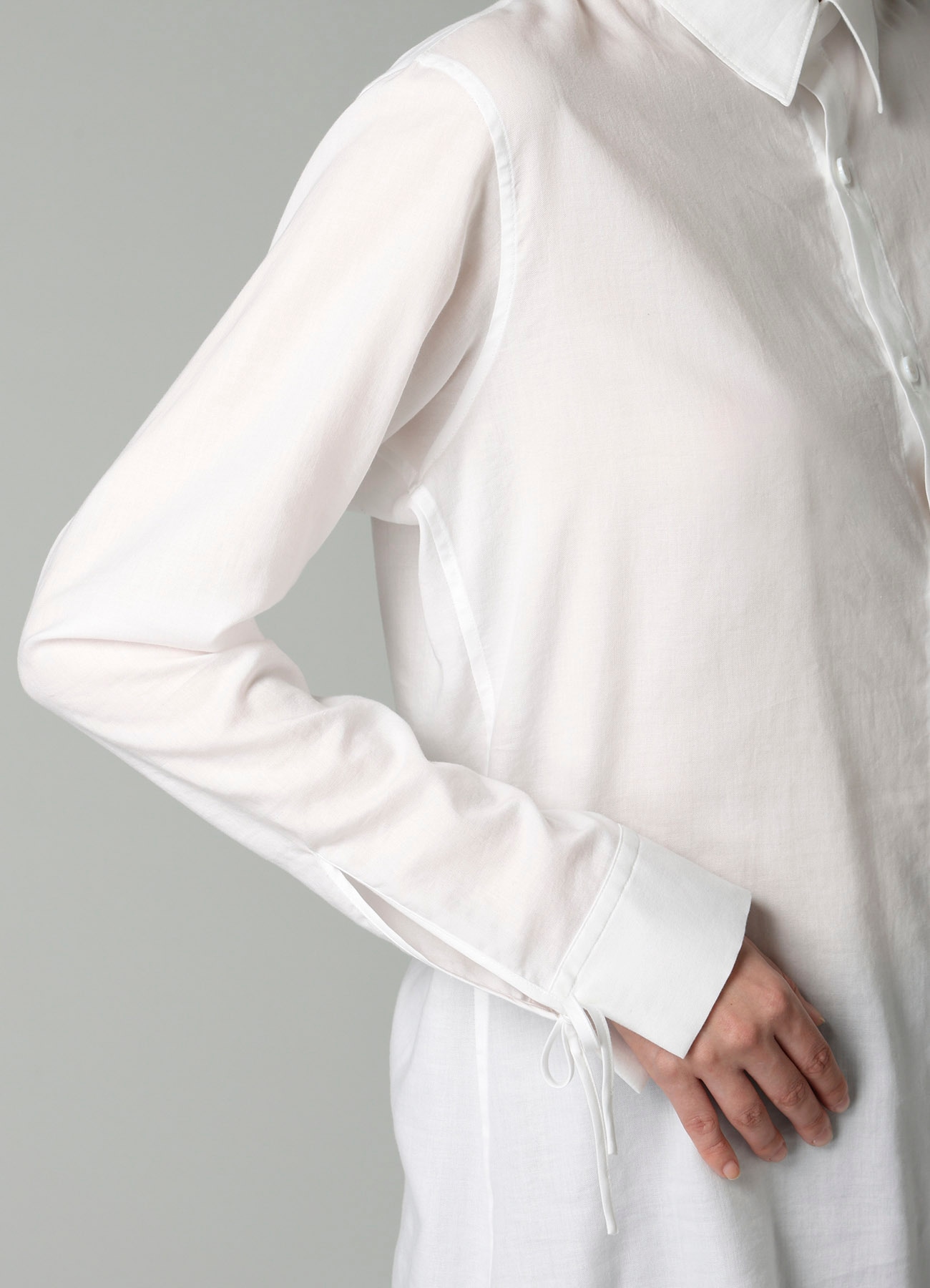 CELLULOSE COTTON VIYELLA STRING DETAIL SHIRT