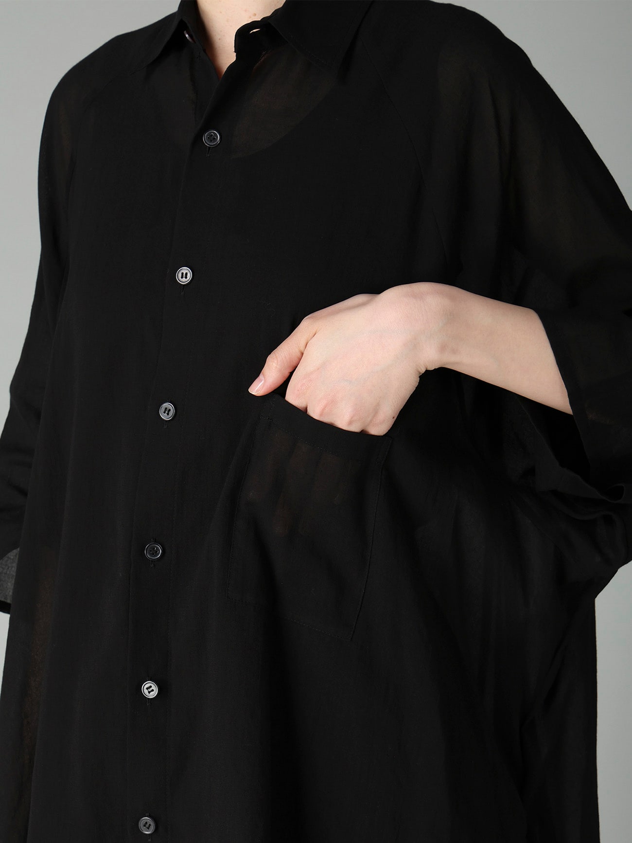 COTTON CHIFFON RAGLAN BLOUSE