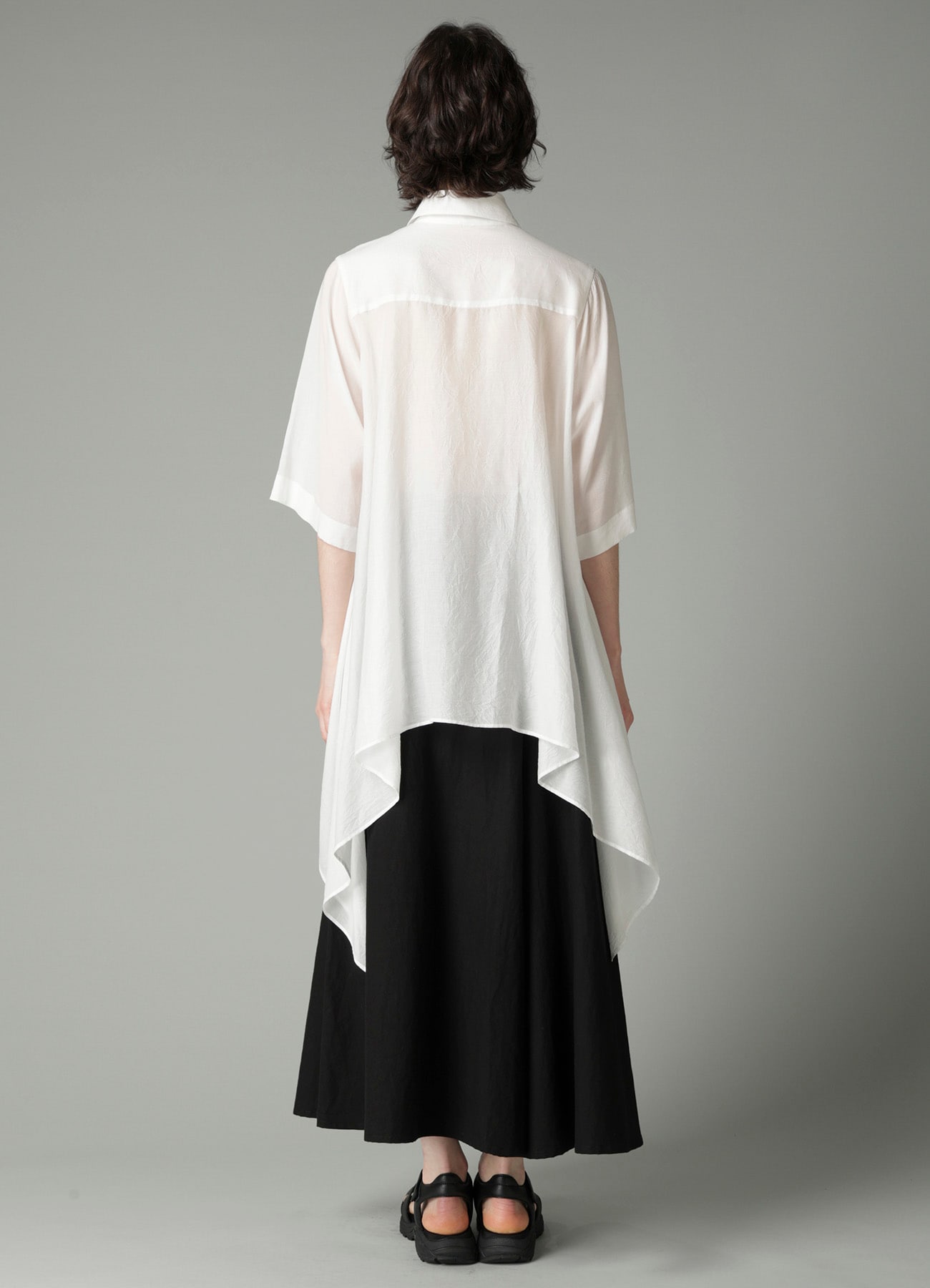 CELLULOSE LAWN FLOUNCE SHORT SLV BLOUSE