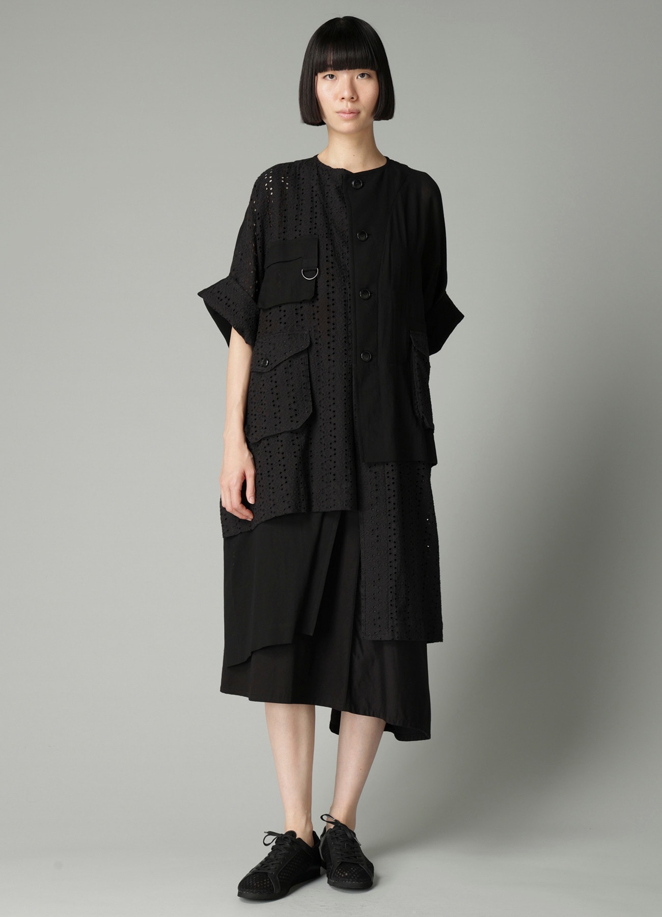 INDIAN EMBROIDERY LACE OUT POCKET UNBALANCED COAT