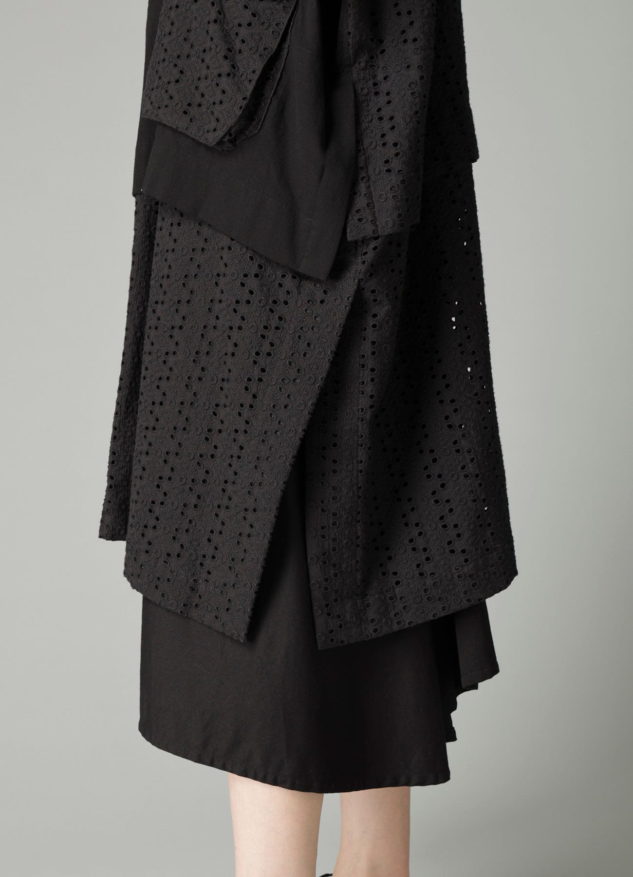 INDIAN EMBROIDERY LACE OUT POCKET UNBALANCED COAT
