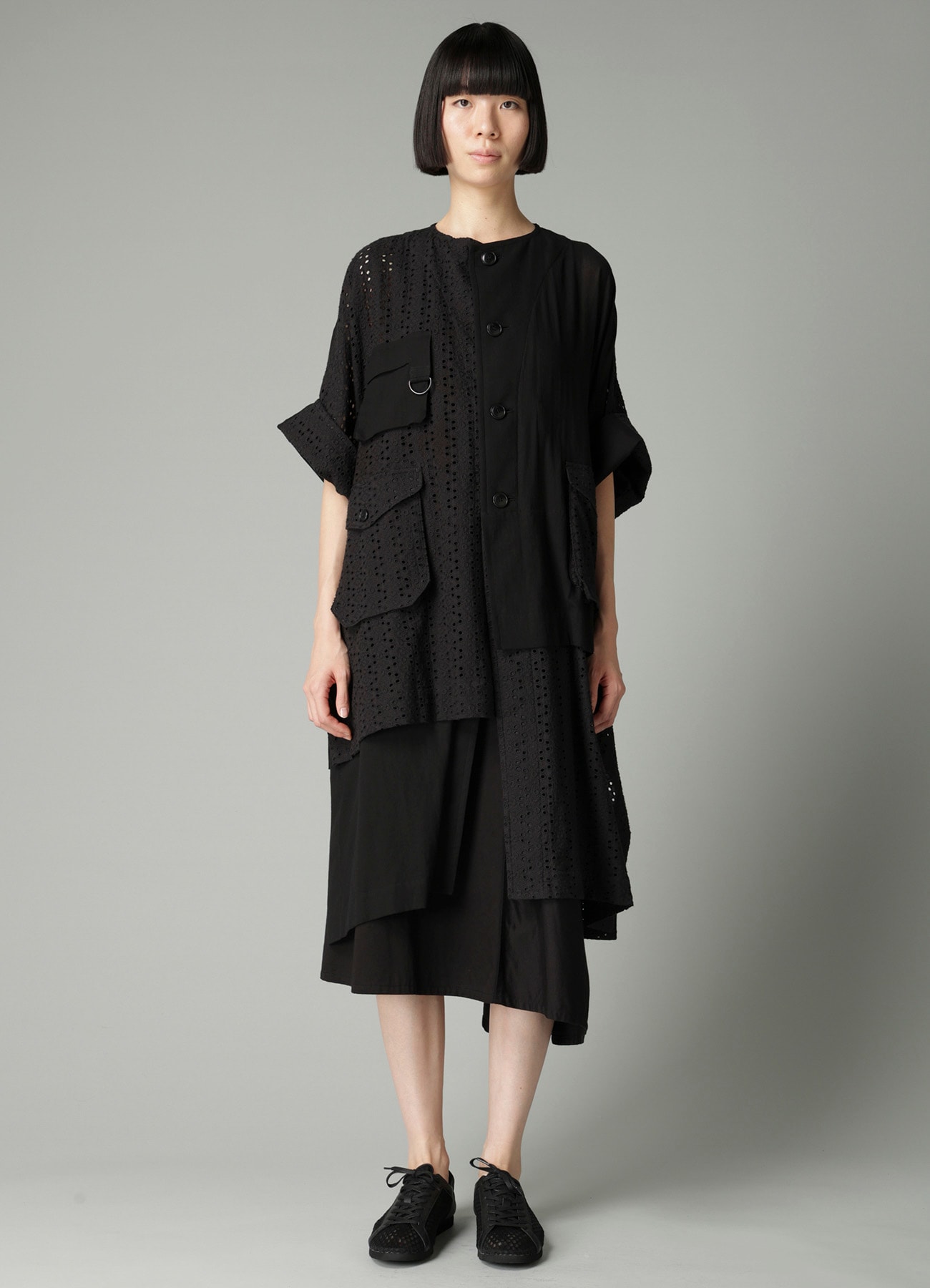 INDIAN EMBROIDERY LACE OUT POCKET UNBALANCED COAT