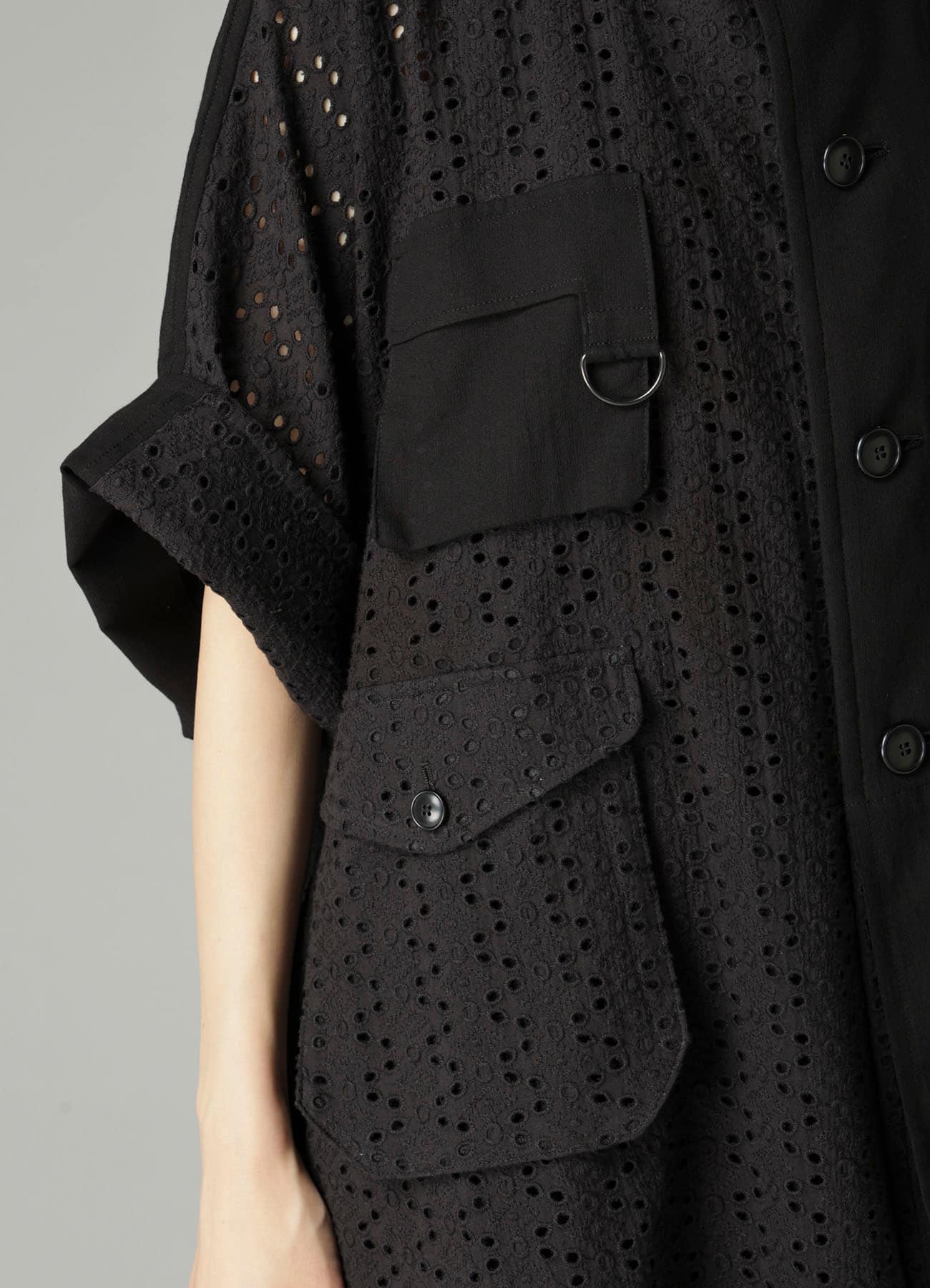 INDIAN EMBROIDERY LACE OUT POCKET UNBALANCED COAT