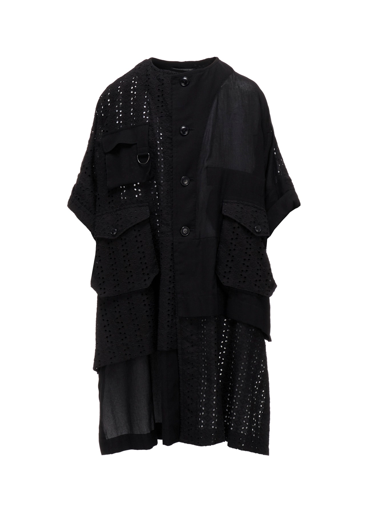 INDIAN EMBROIDERY LACE OUT POCKET UNBALANCED COAT